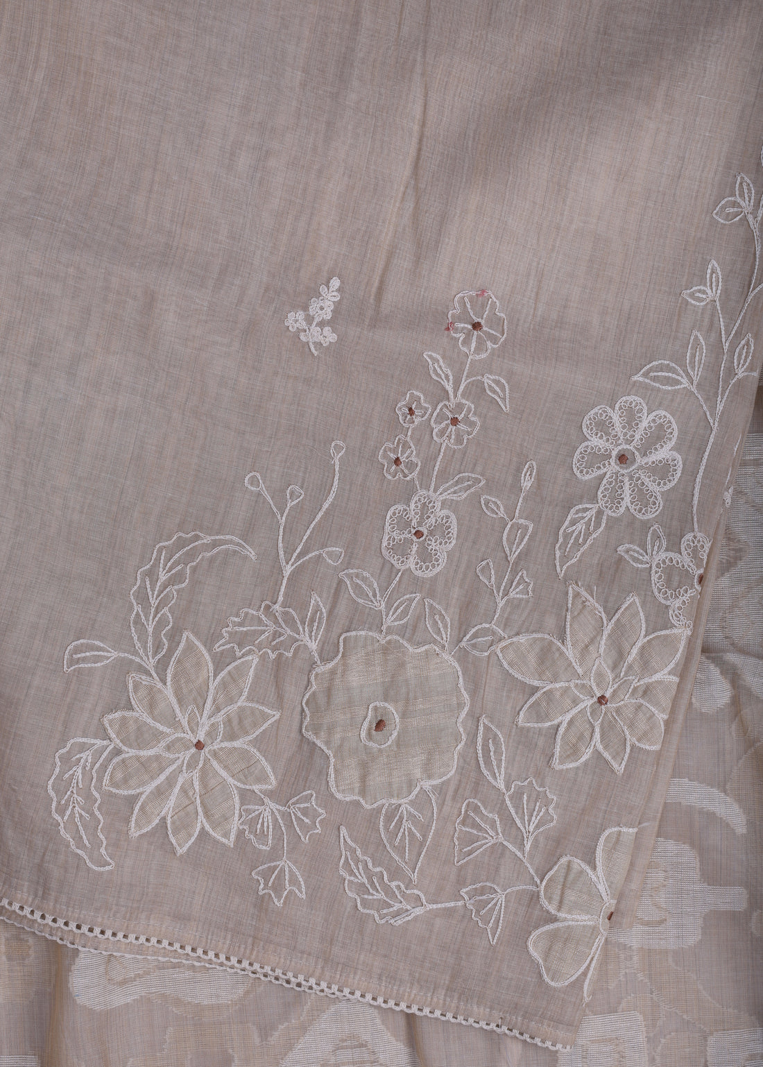 Beige Floral Appliqué Suit Set