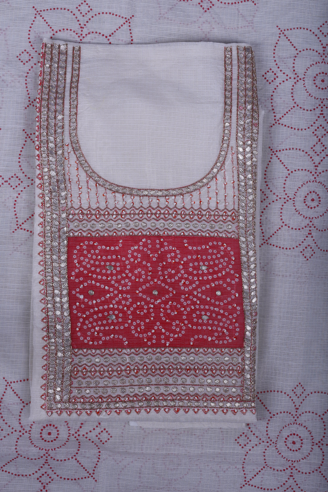 Ivory Kota Silk Suit Set with Gotta Work & Bandej Detailing