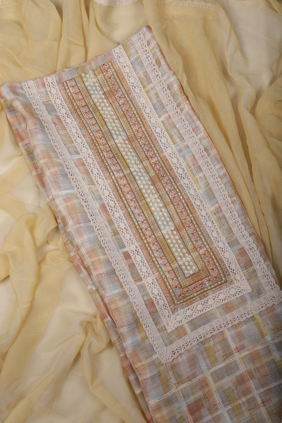 Pastel Check Linen Suit Set