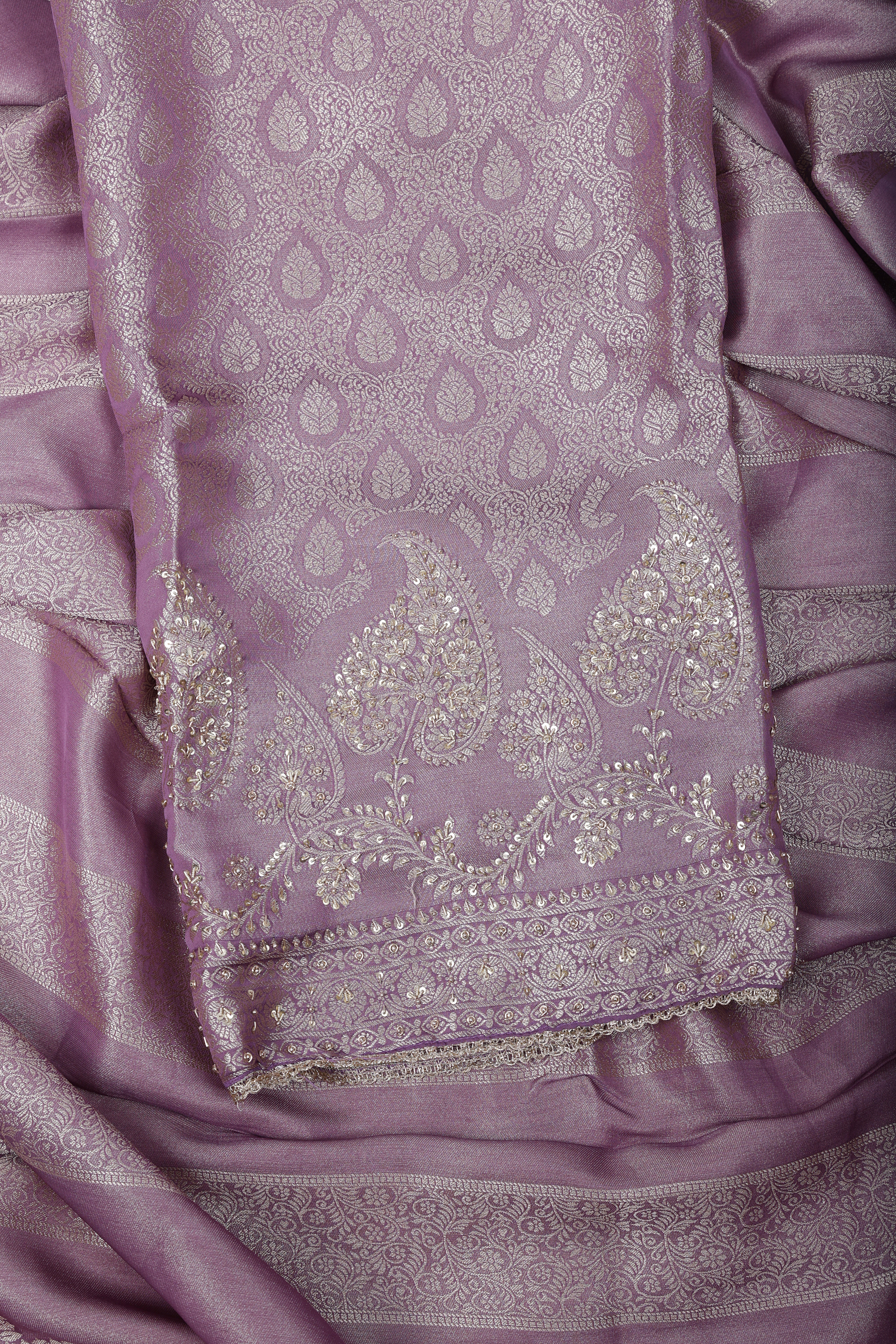 Lavender Brocade Silk Suit Set