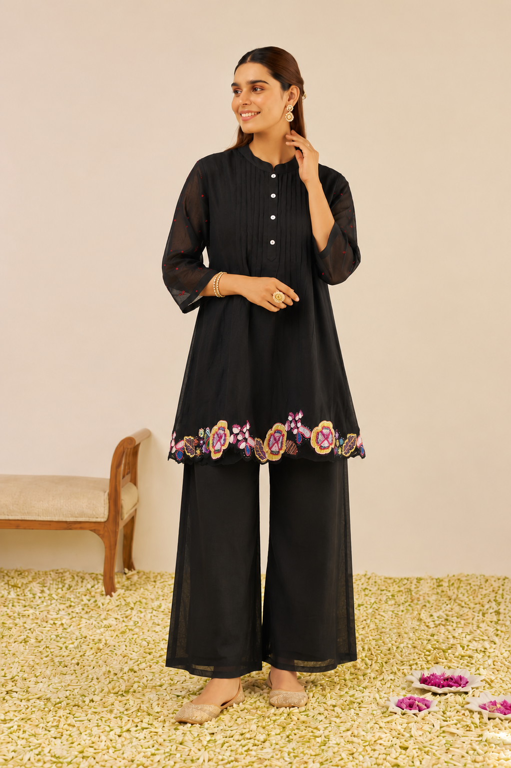 Midnight Bloom Handcrafted Co-Ord Set