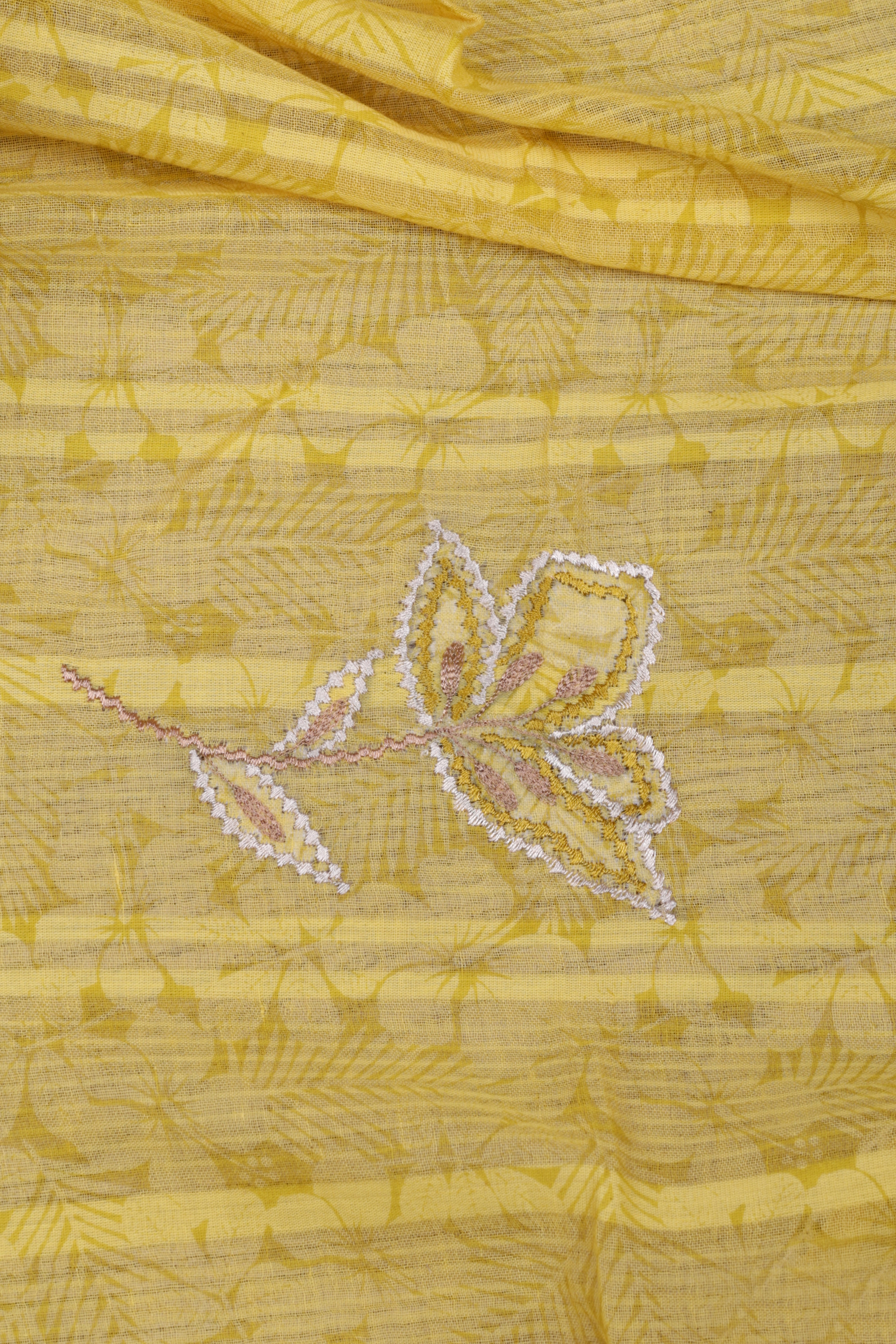 Sunshine Yellow Chanderi Silk Suit Set with Appliqué Thread Work
