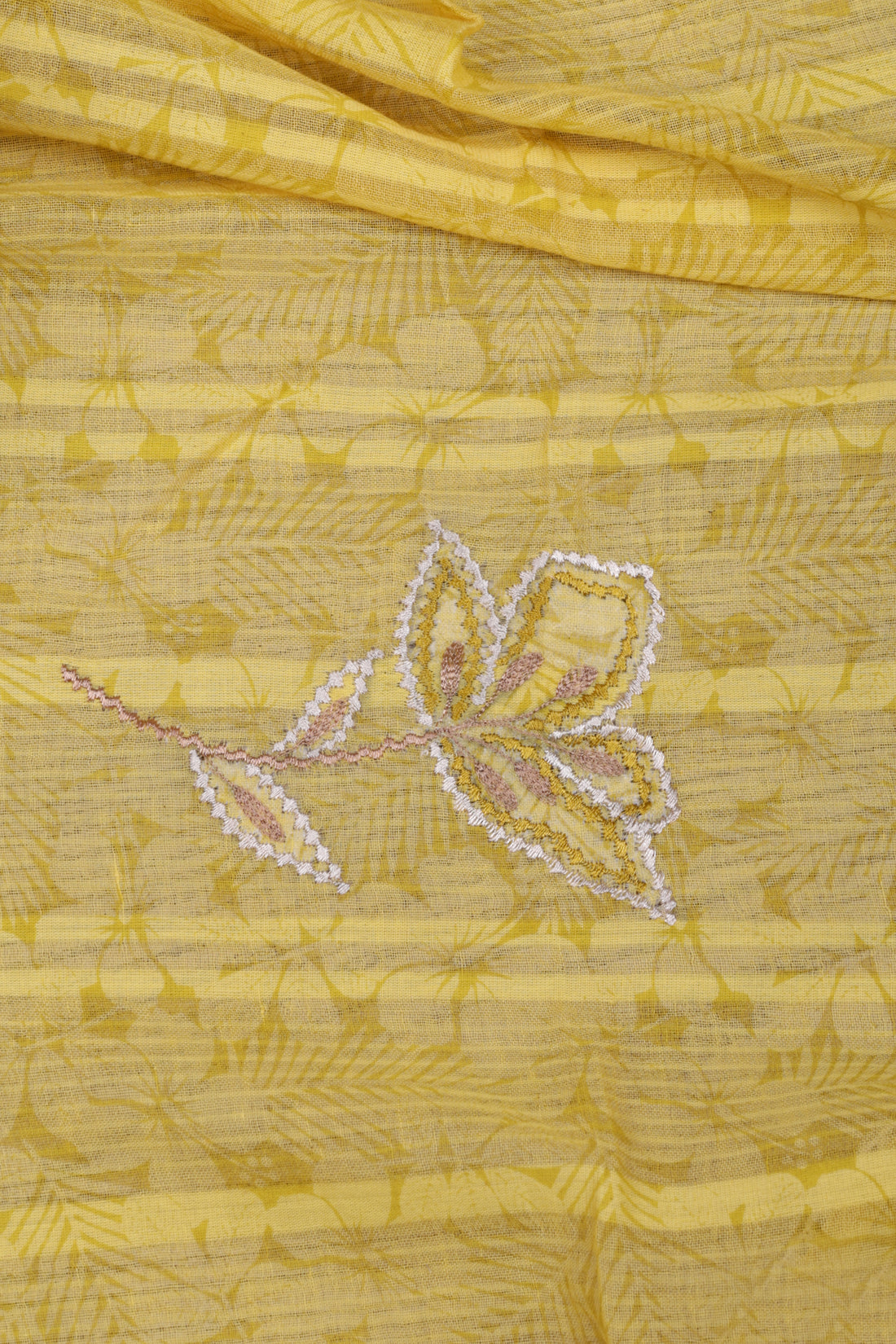Sunshine Yellow Chanderi Silk Suit Set with Appliqué Thread Work