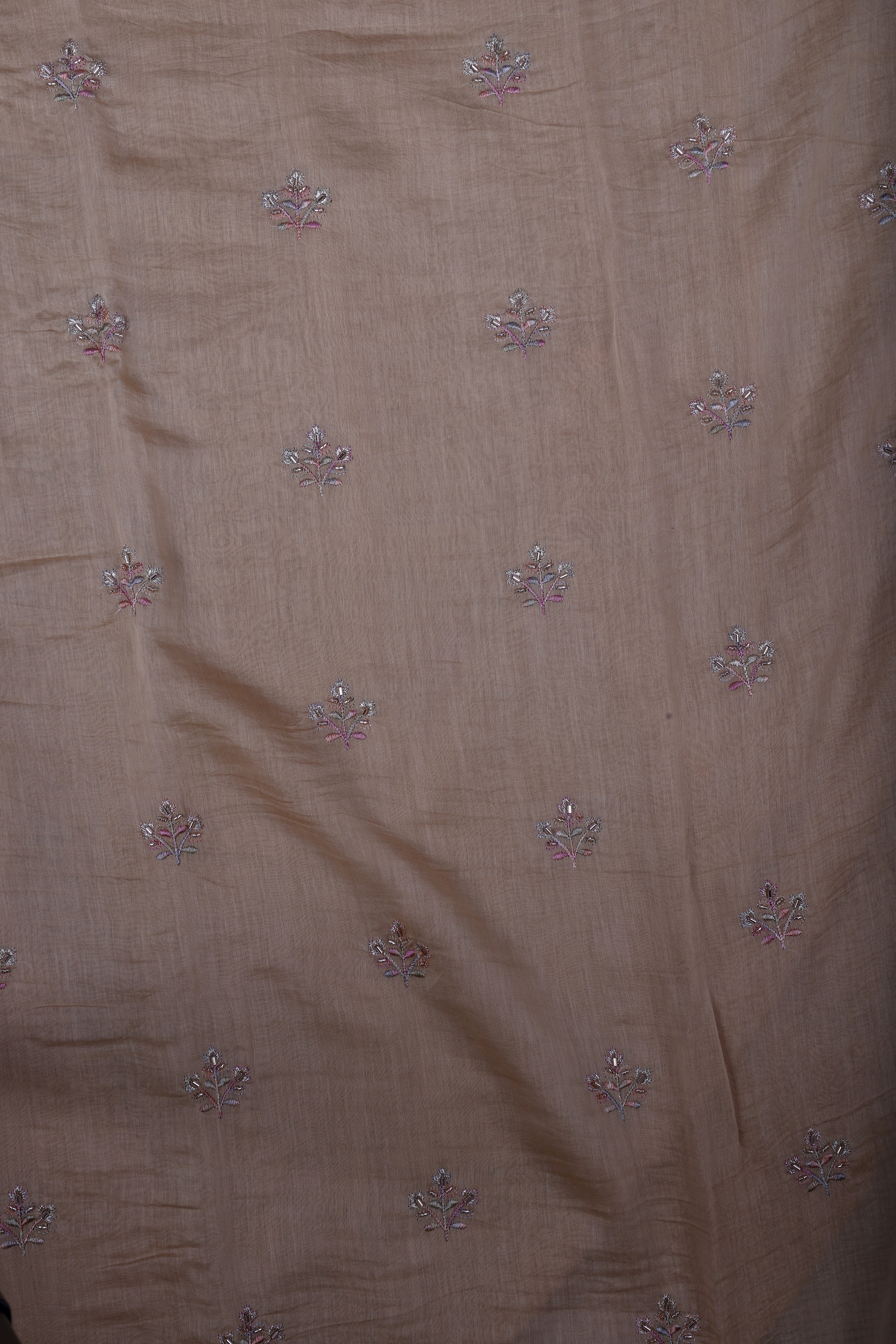 Champagne Beige Chanderi Silk Suit Set with Jardoji Handwork