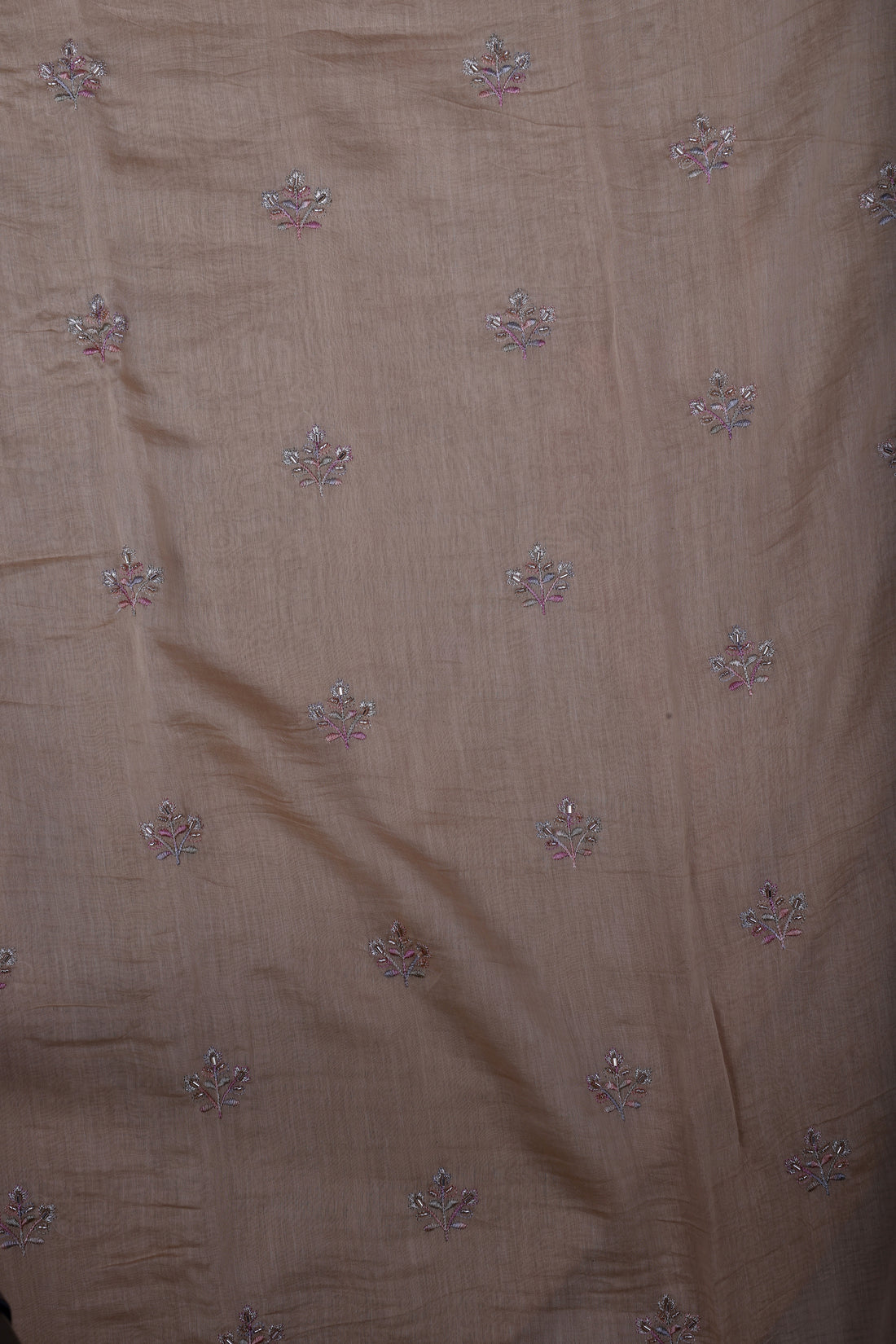 Champagne Beige Chanderi Silk Suit Set with Jardoji Handwork