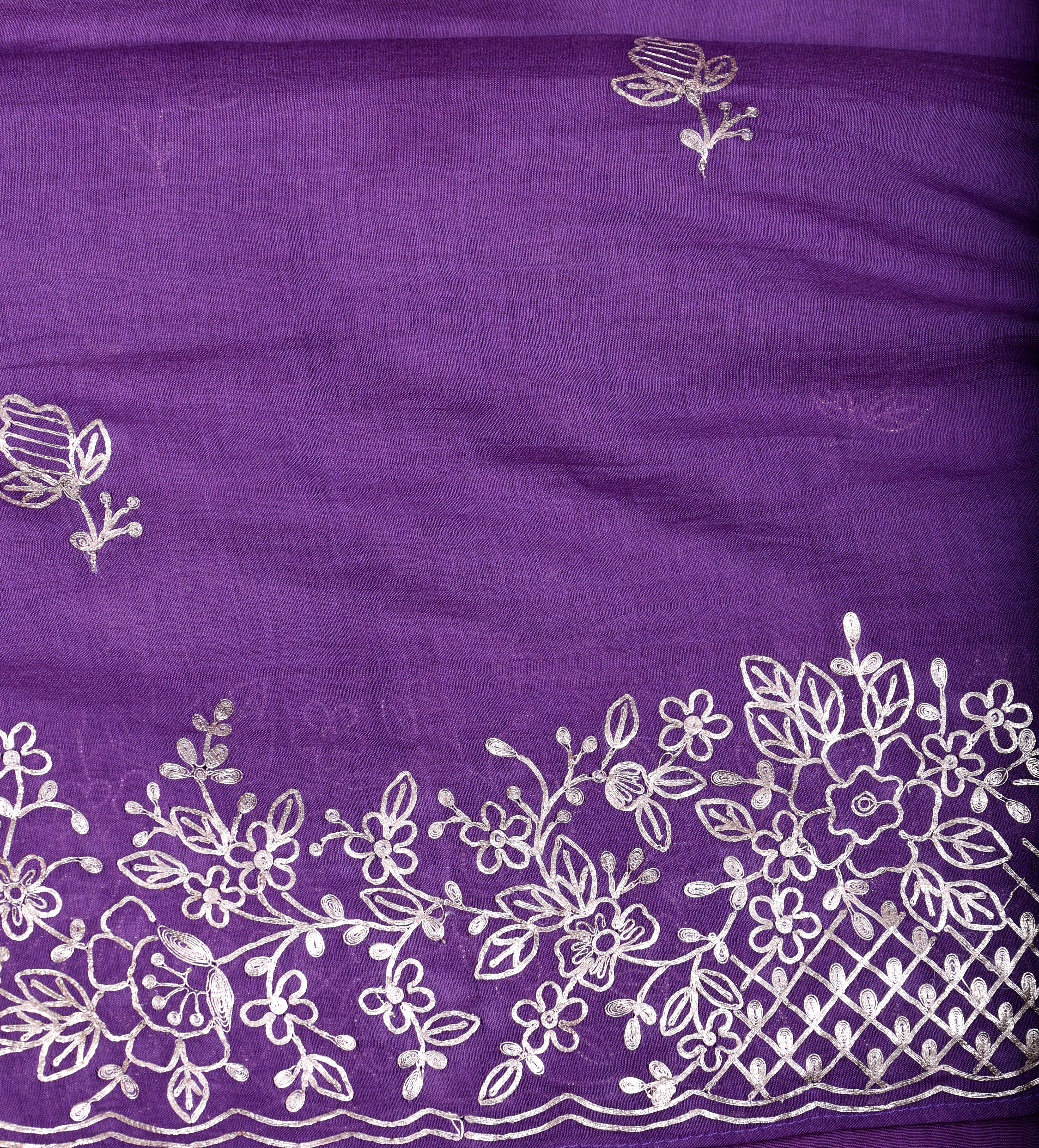 Royal Purple Chanderi Silk Suit Set with Intricate Pitta Work