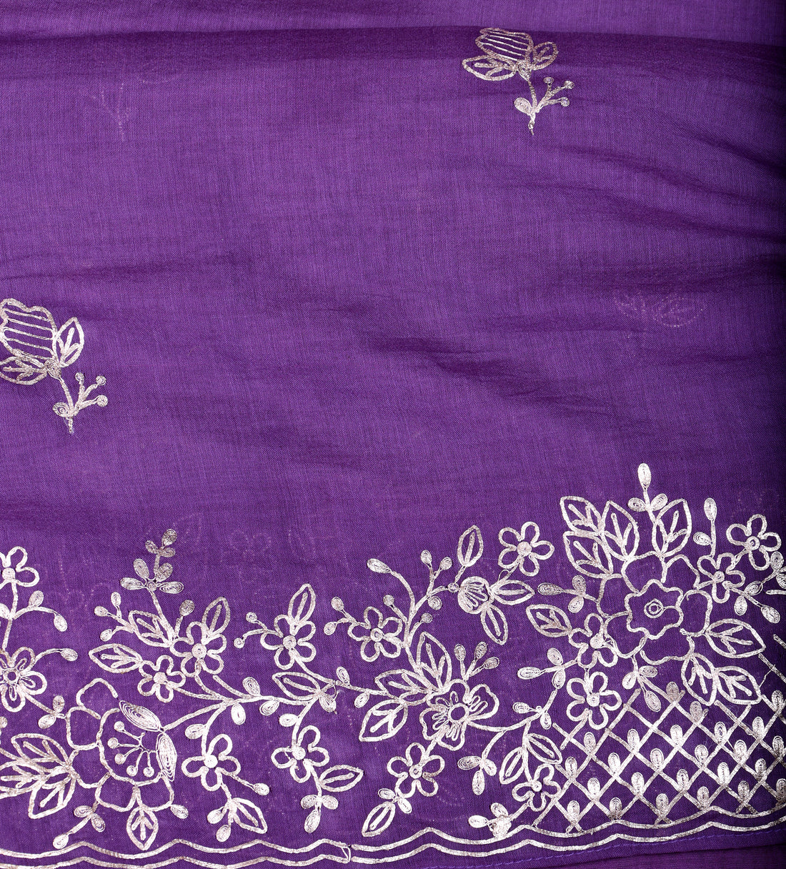 Royal Purple Chanderi Silk Suit Set with Intricate Pitta Work