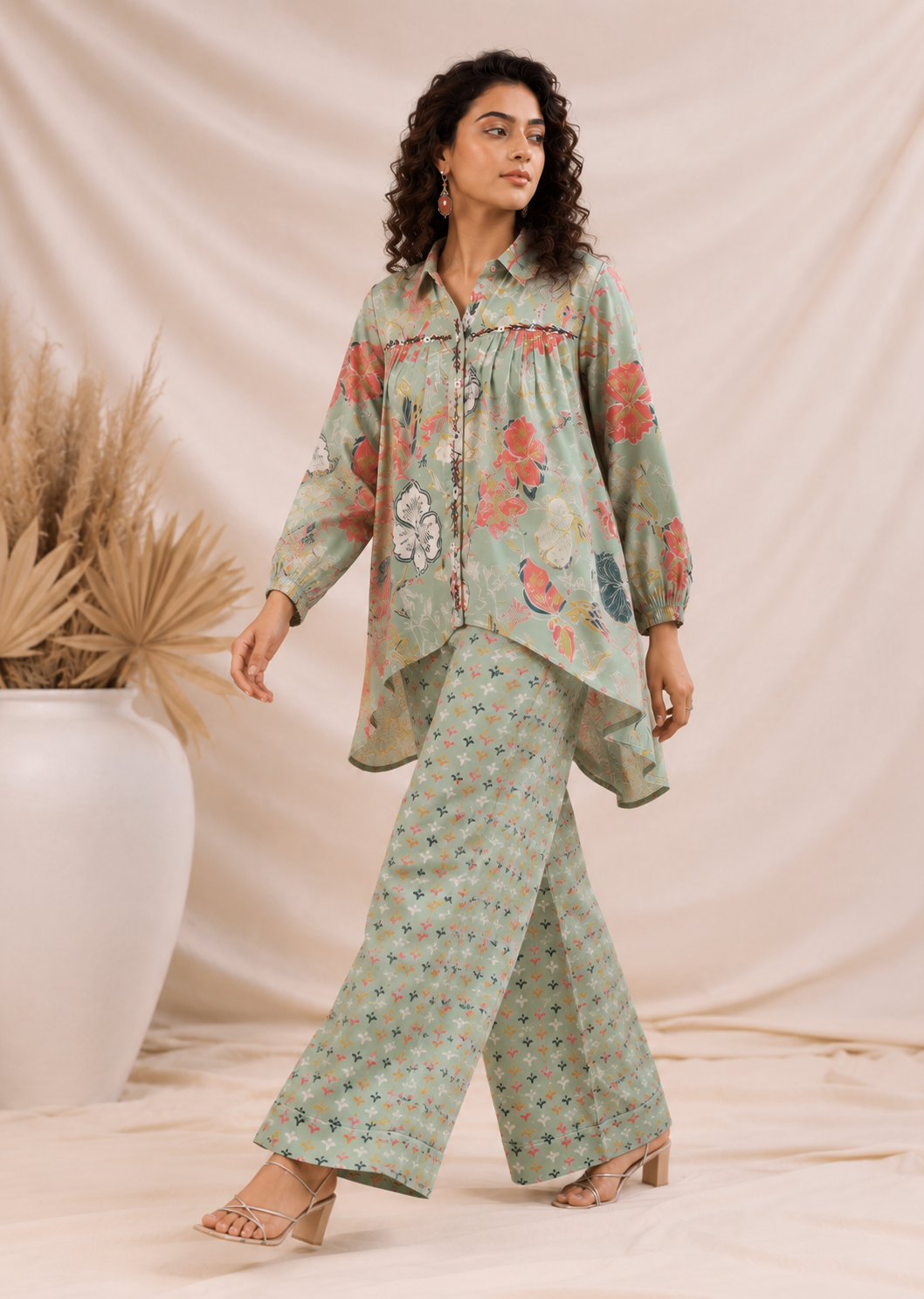 Sage Blossom Muslin Co-Ord Set