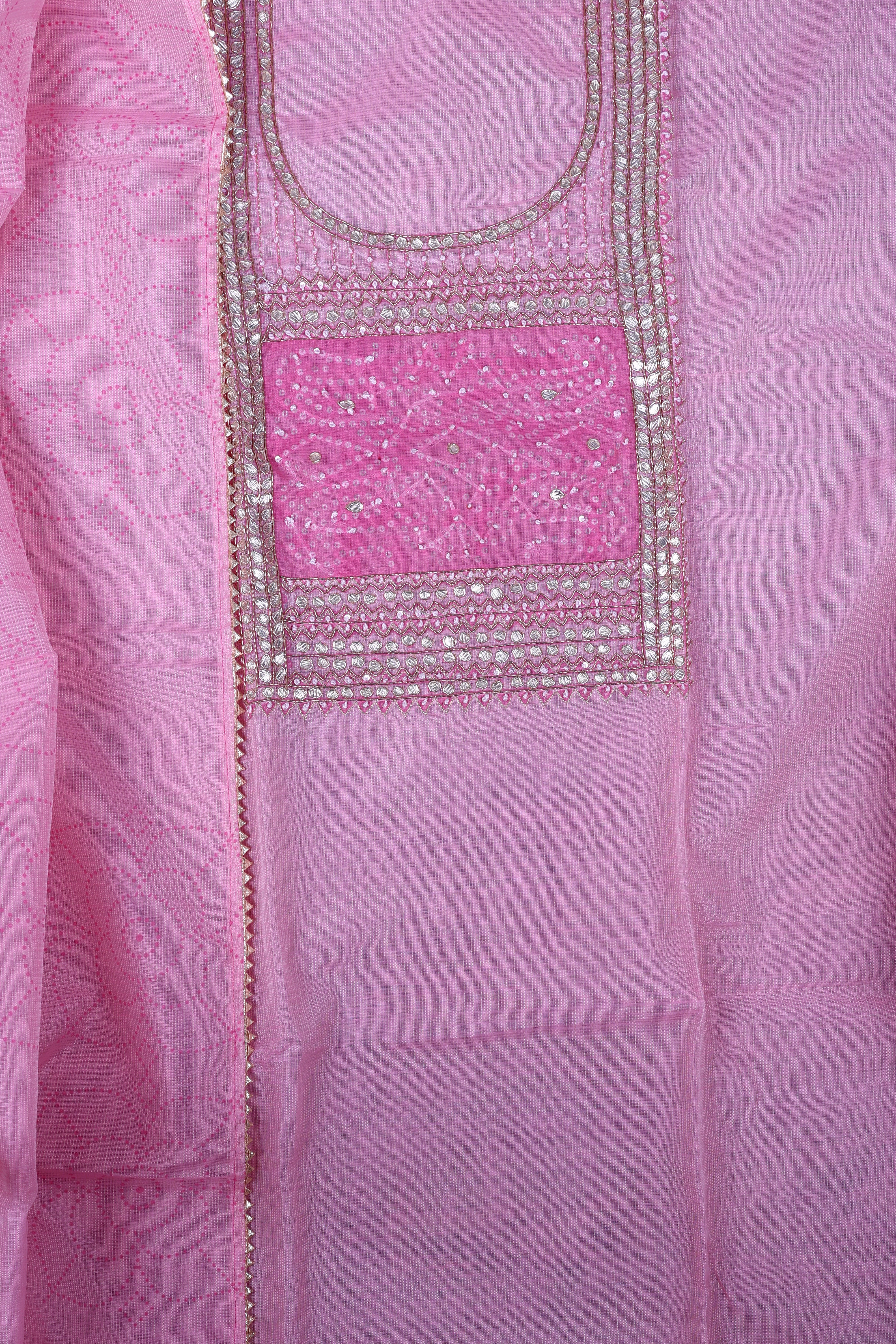 Blush Pink Kota Silk Suit Set with Gotta Work & Bandej Detailing