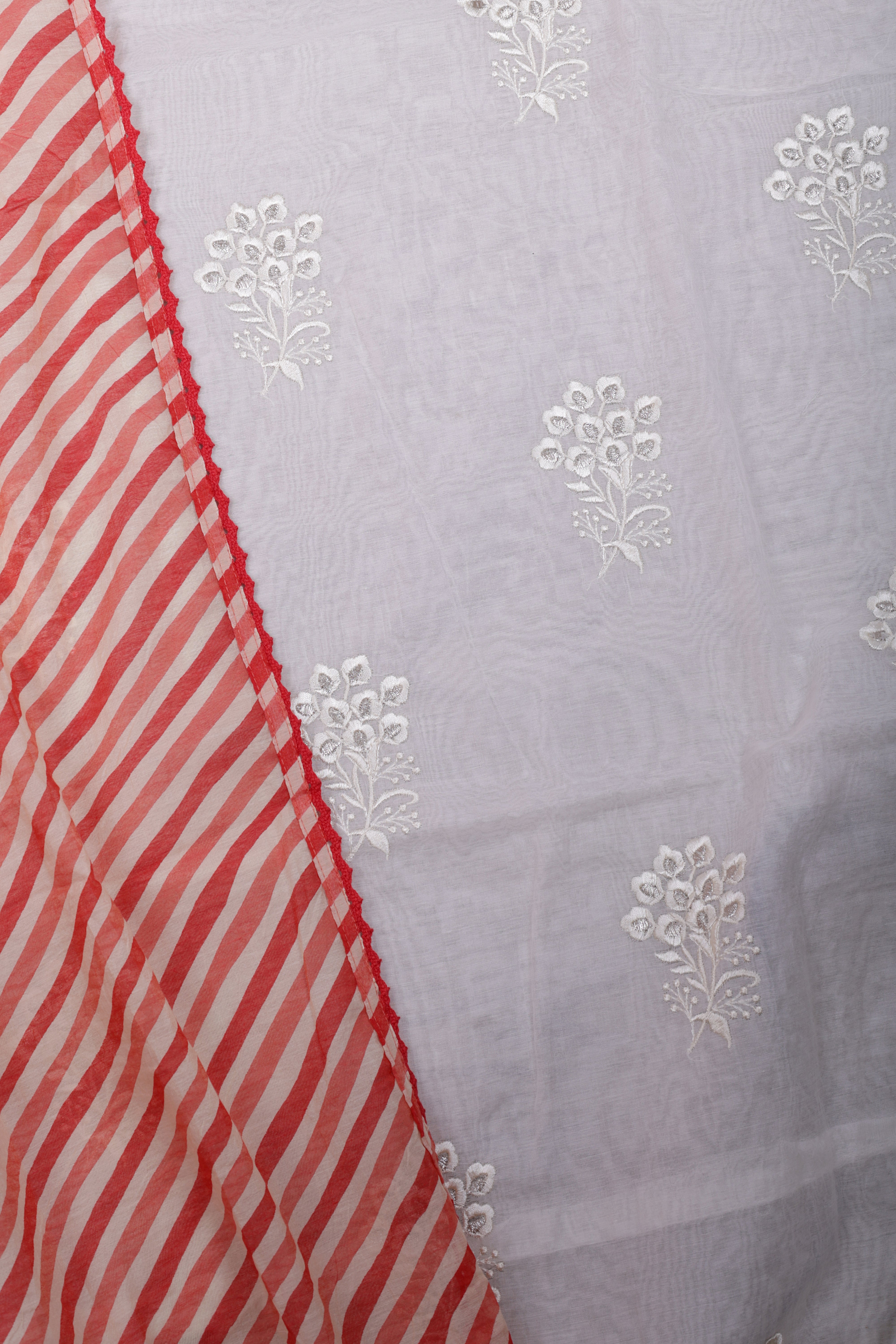 Ivory Floral Mul Chanderi Suit Set