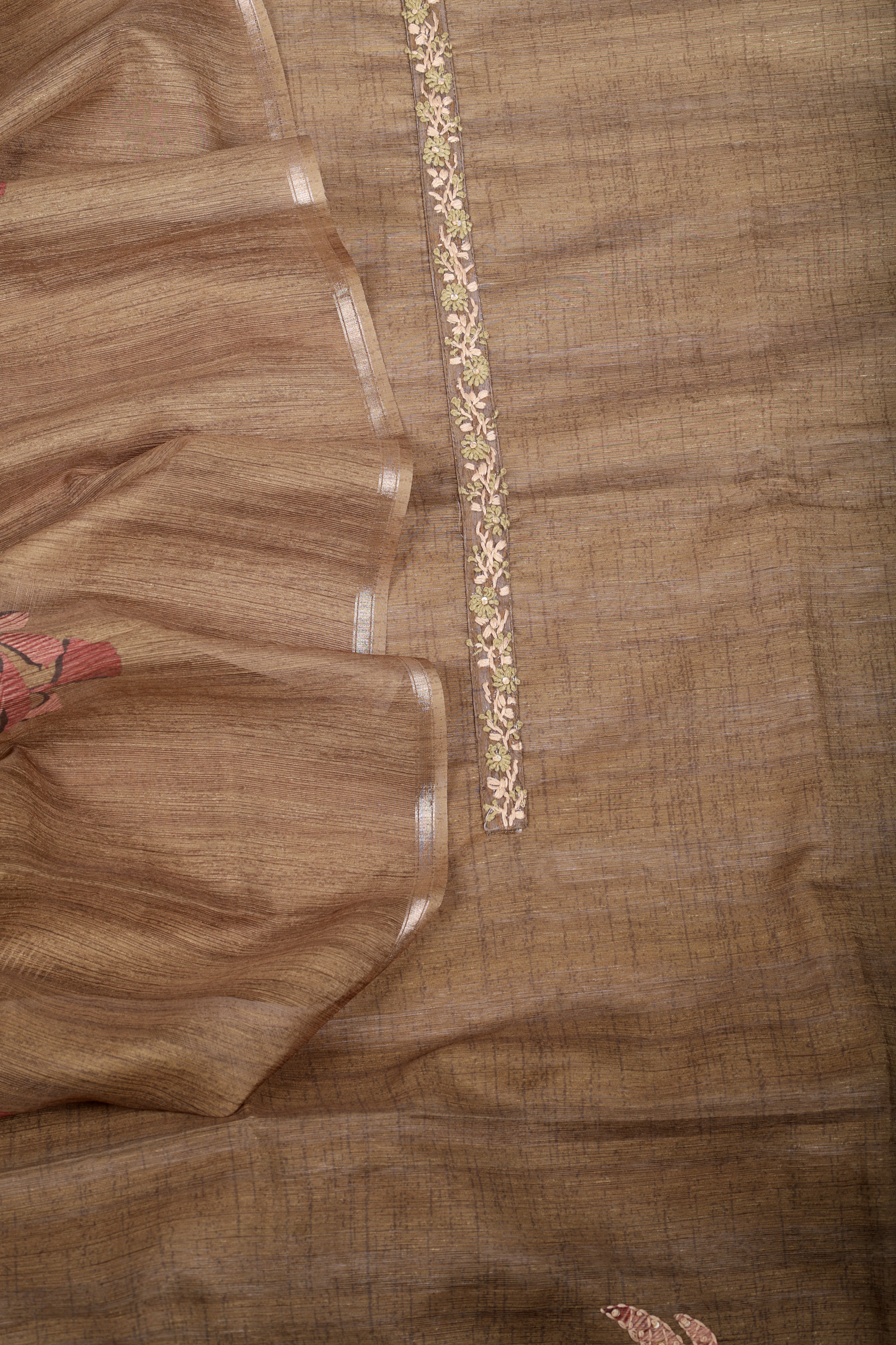 Olive Linen Silk Suit Set
