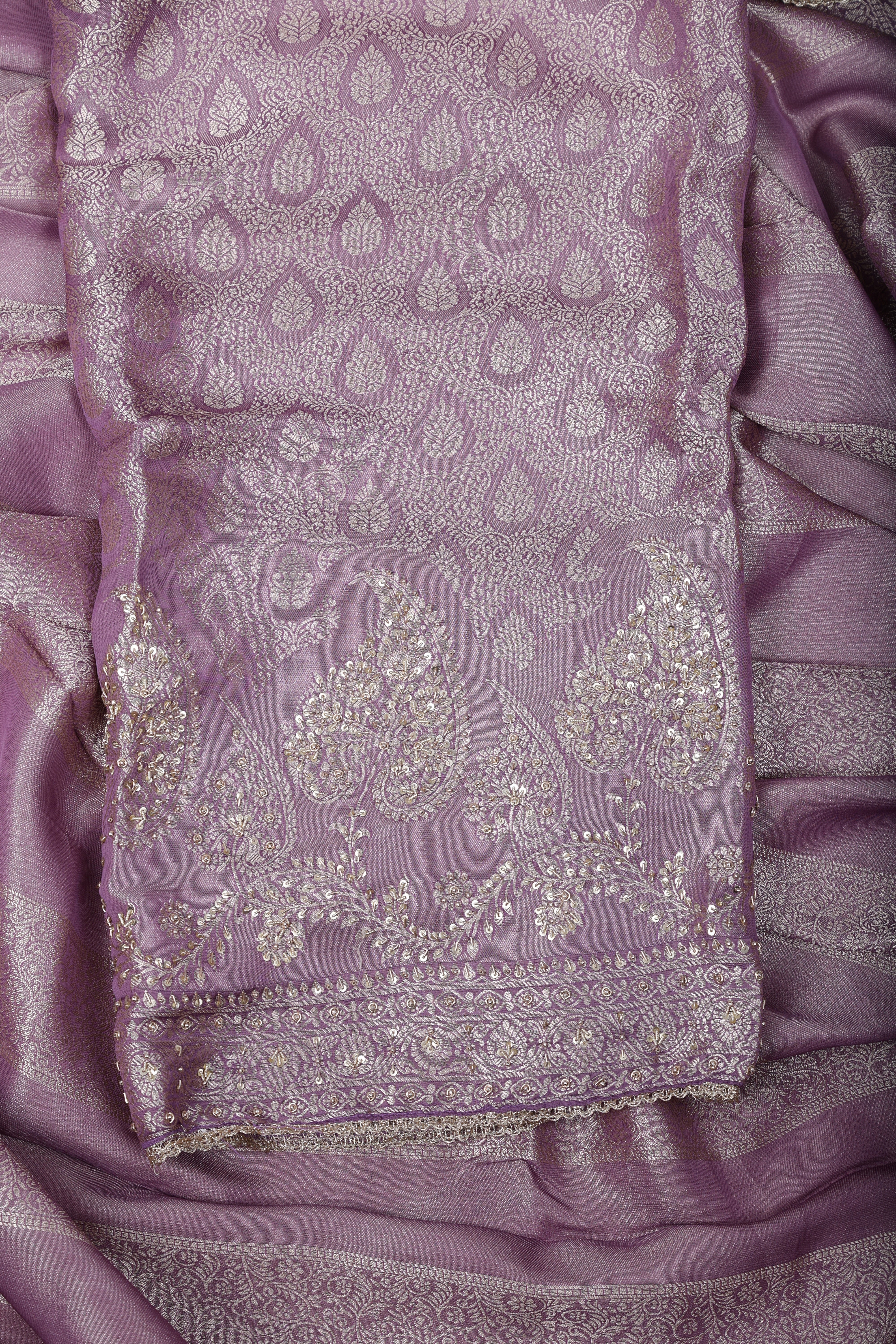 Lavender Brocade Silk Suit Set