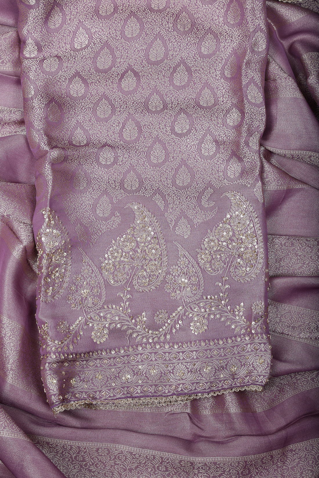 Lavender Brocade Silk Suit Set