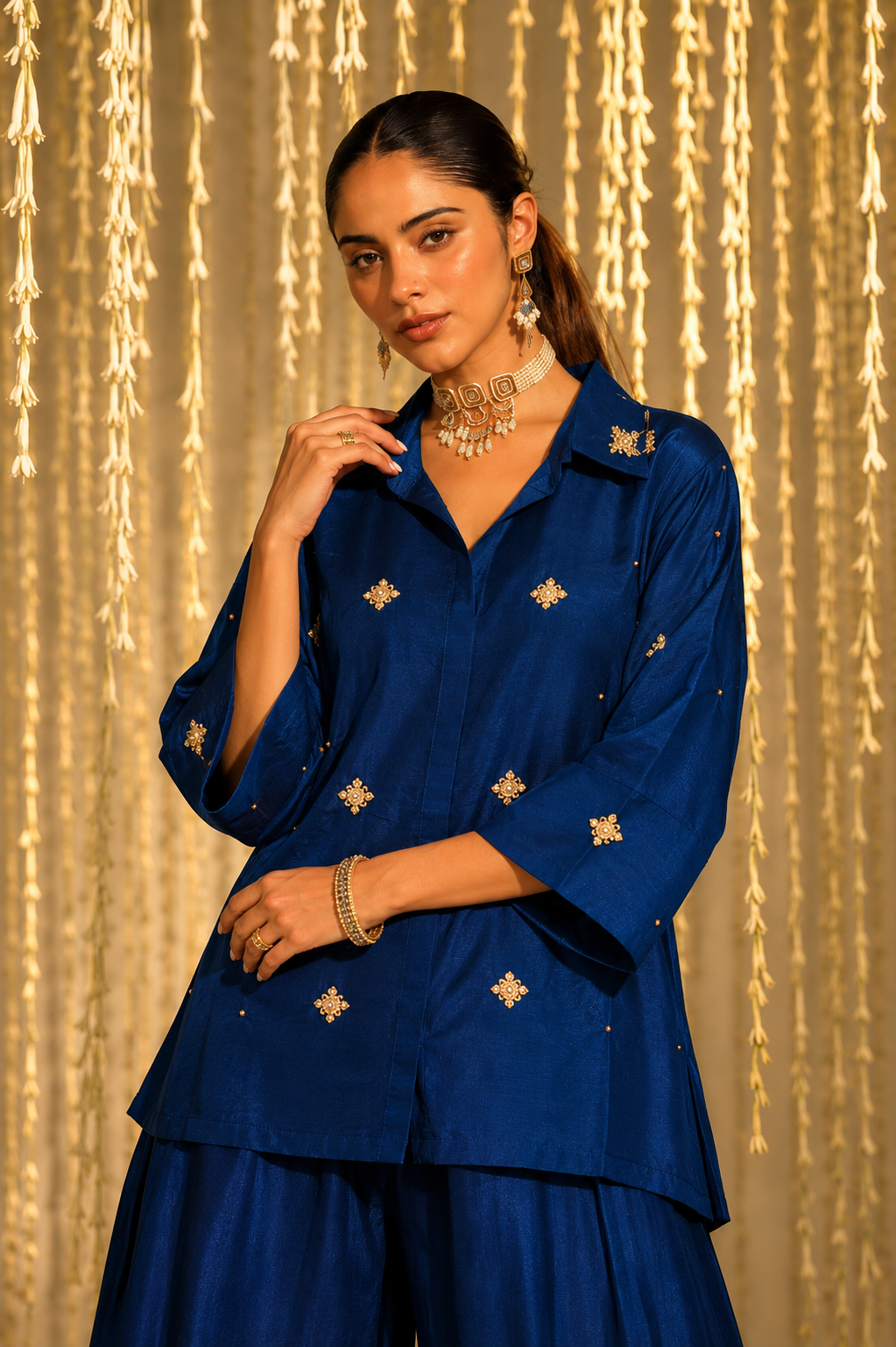 Royal Sapphire Pearl & Zardozi Coord Set