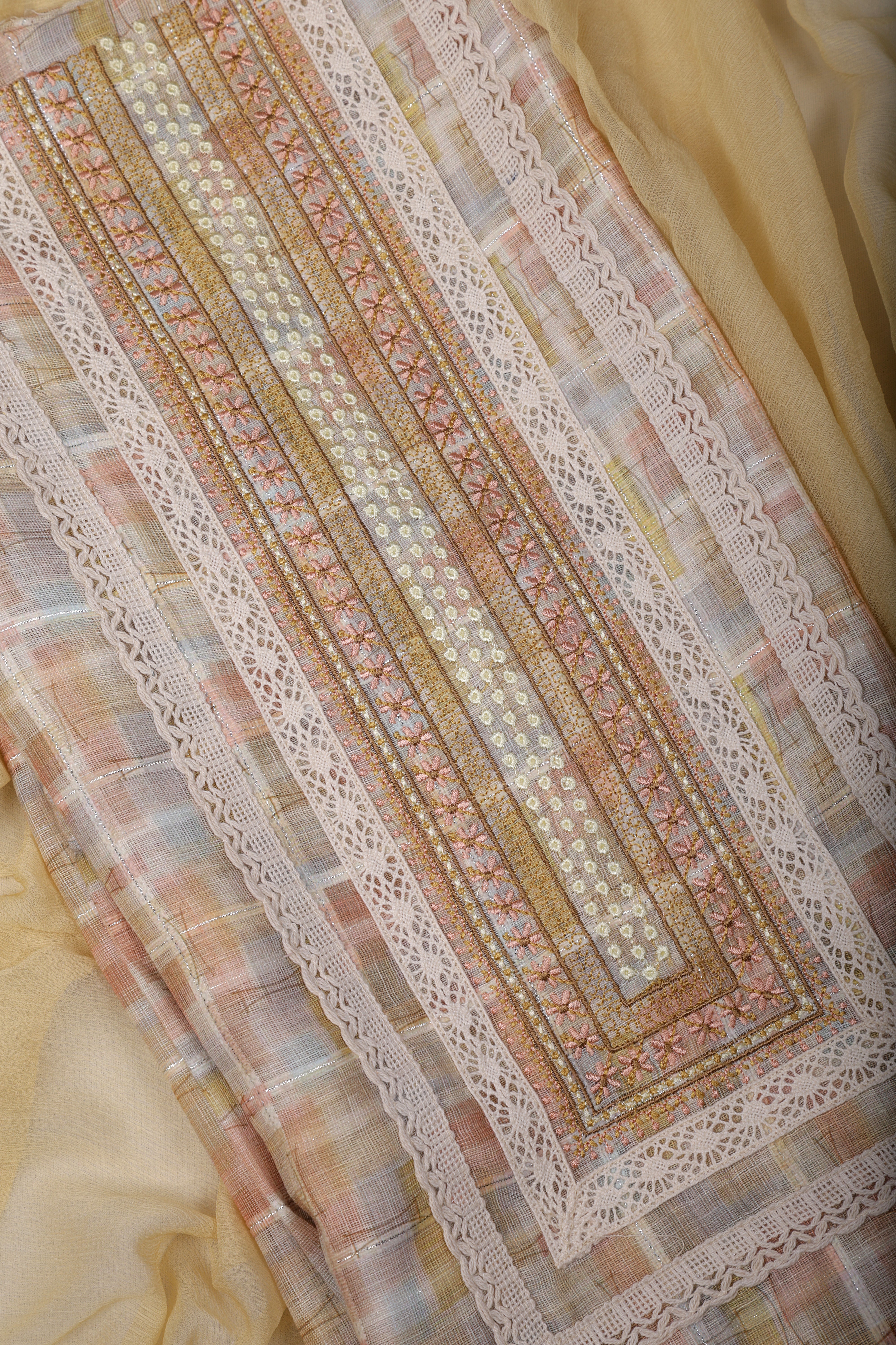 Pastel Check Linen Suit Set