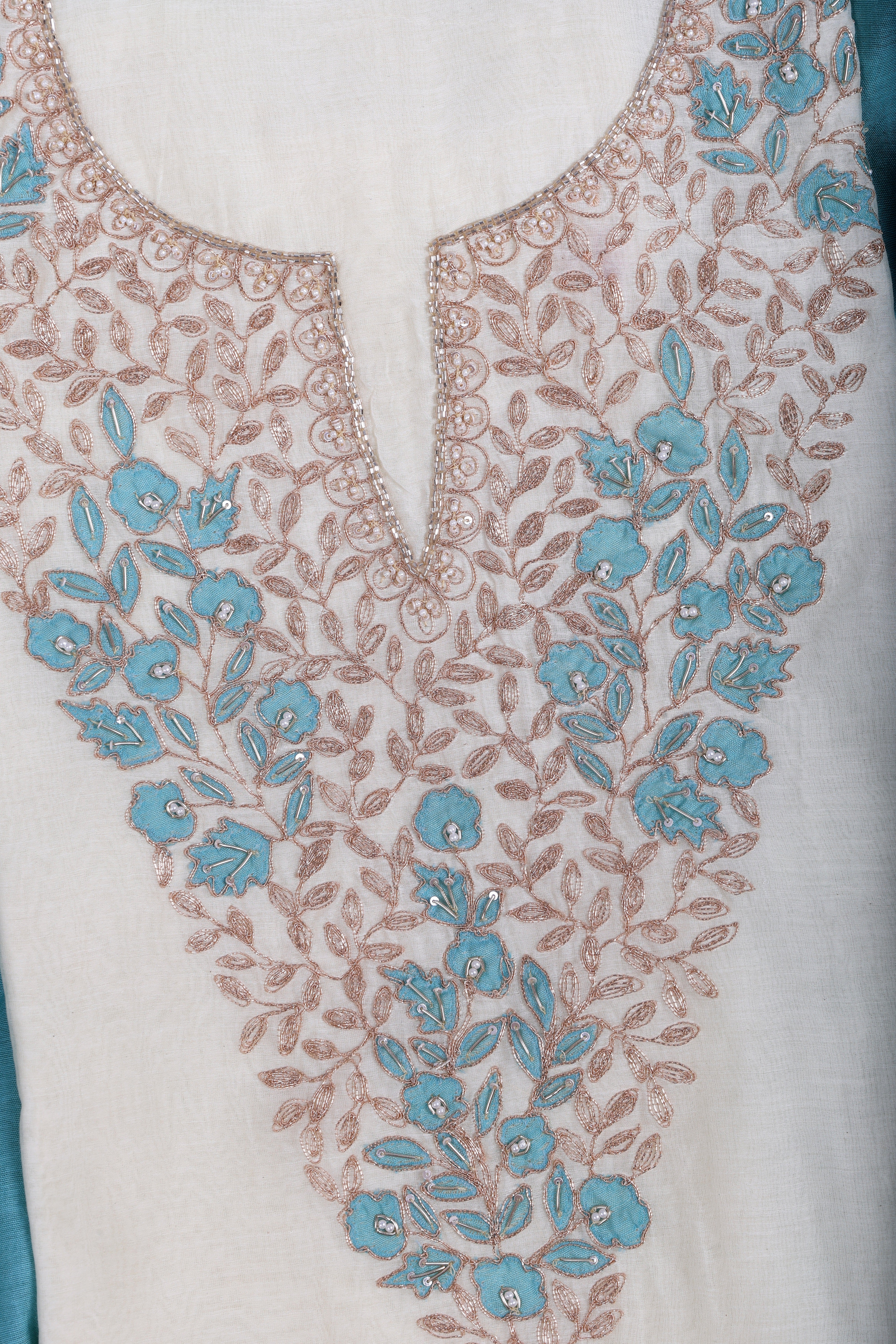 Sky Blue Ombre Embroidered Suit Set