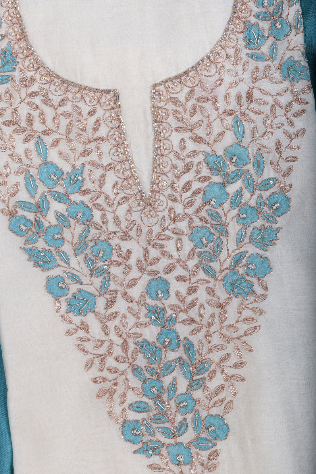 Sky Blue Ombre Embroidered Suit Set