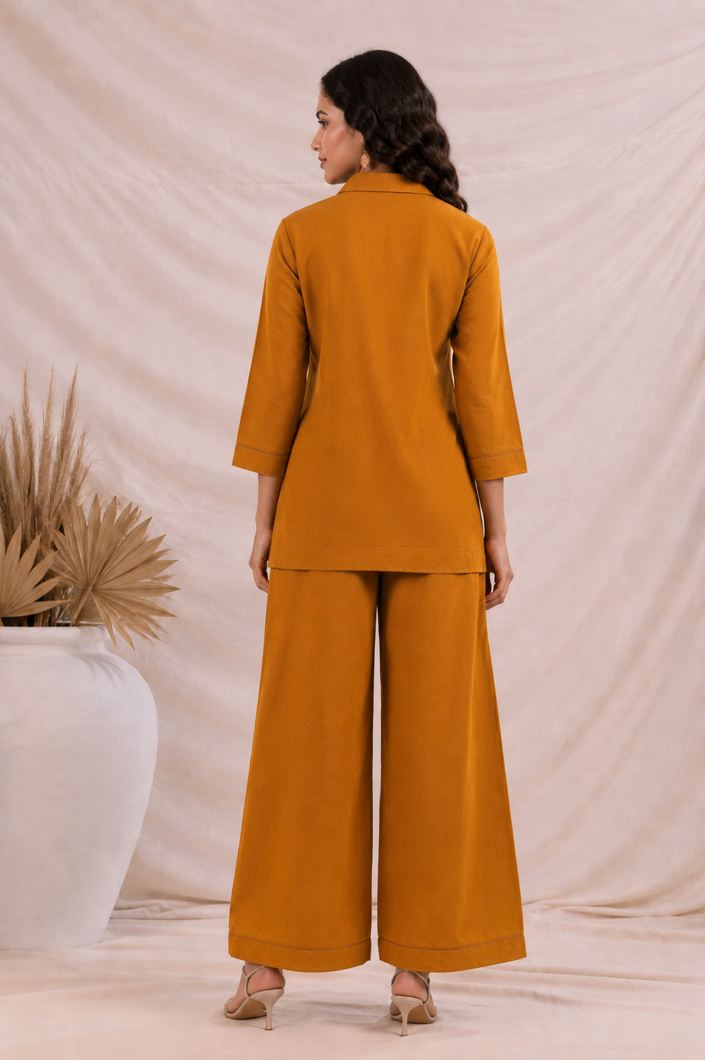 Mustard Bloom Mul Chanderi Co-Ord Set