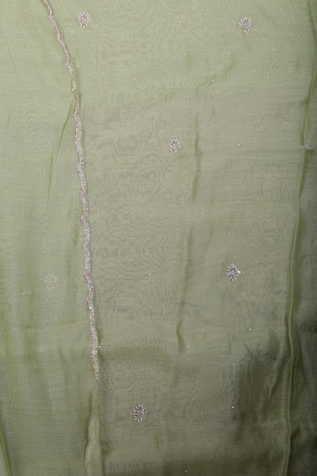 Pastel Green Organza Silk Suit Set with Heavy Hand Embroidery