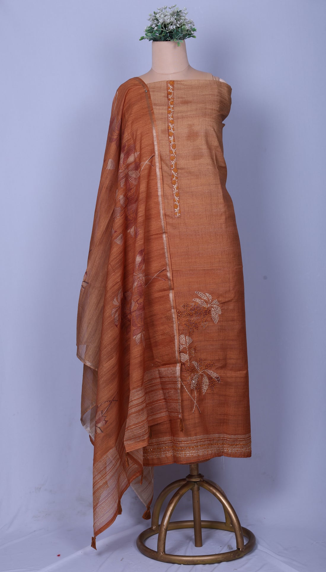 Rust Linen Silk Suit Set