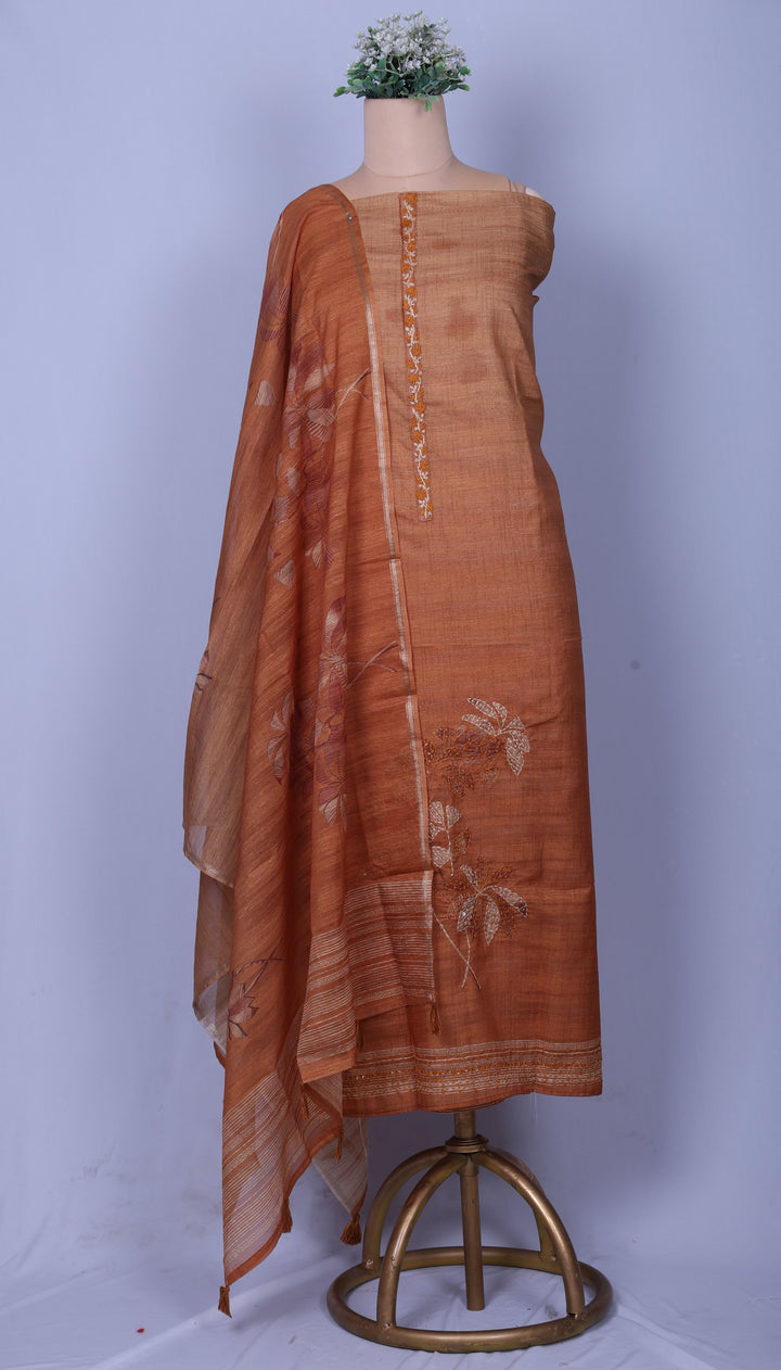 Rust Linen Silk Suit Set