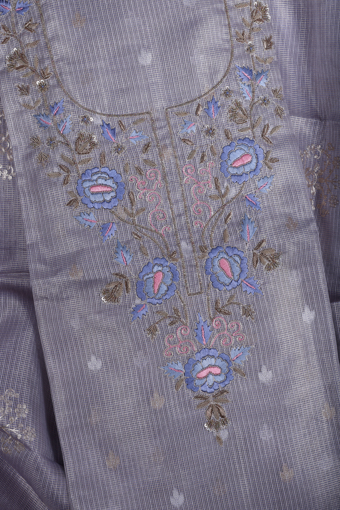 Silver Mist Zardozi Suit Set