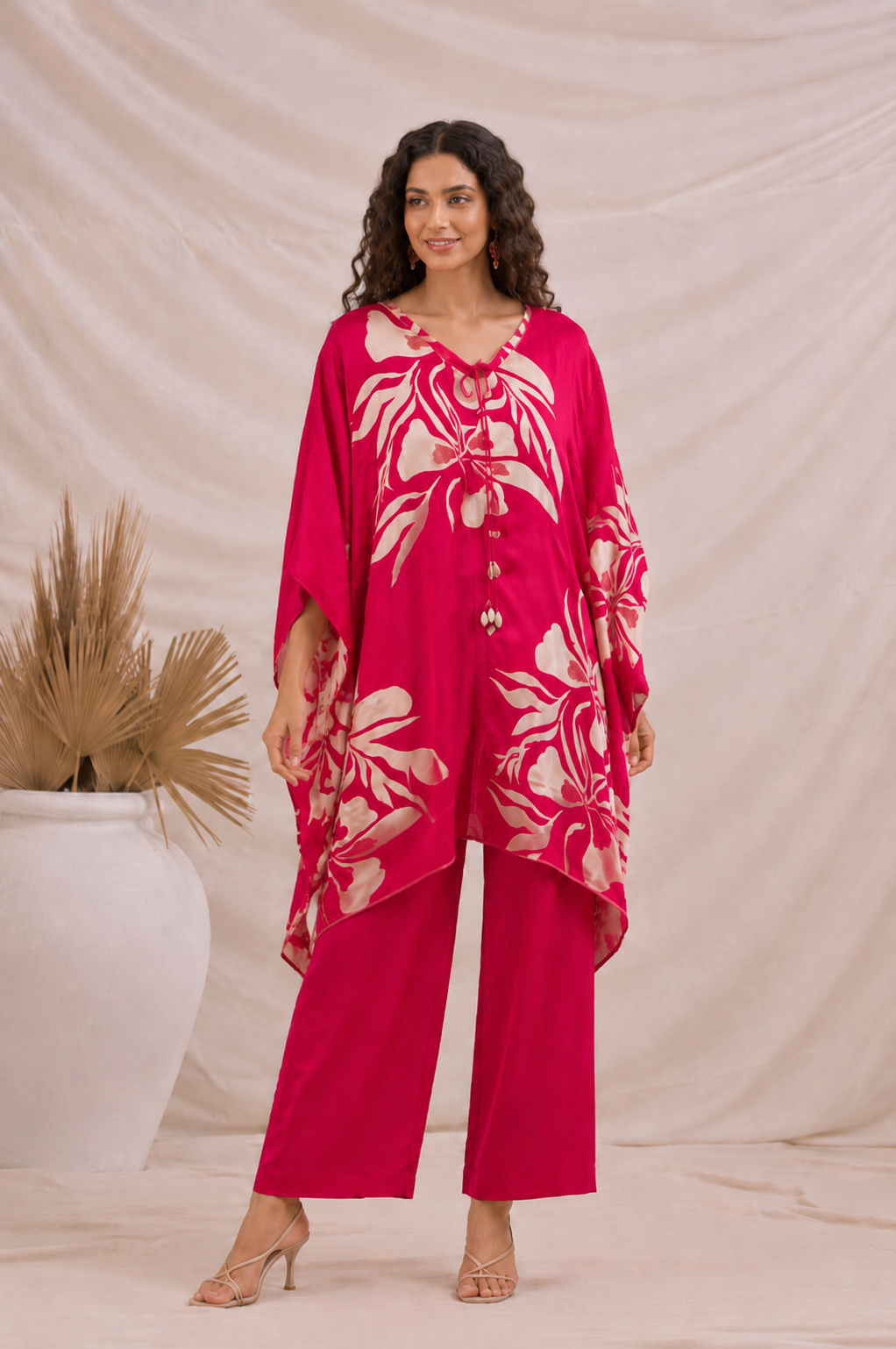 Fuchsia Breeze Kaftan Co-Ord Set