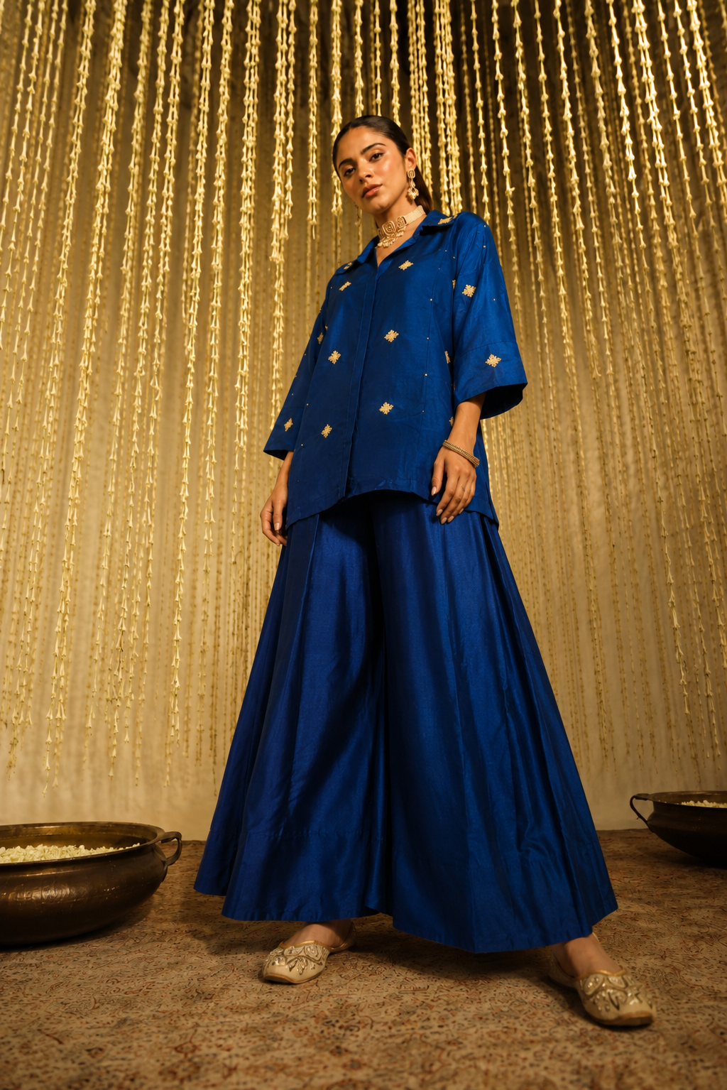 Royal Sapphire Pearl & Zardozi Coord Set