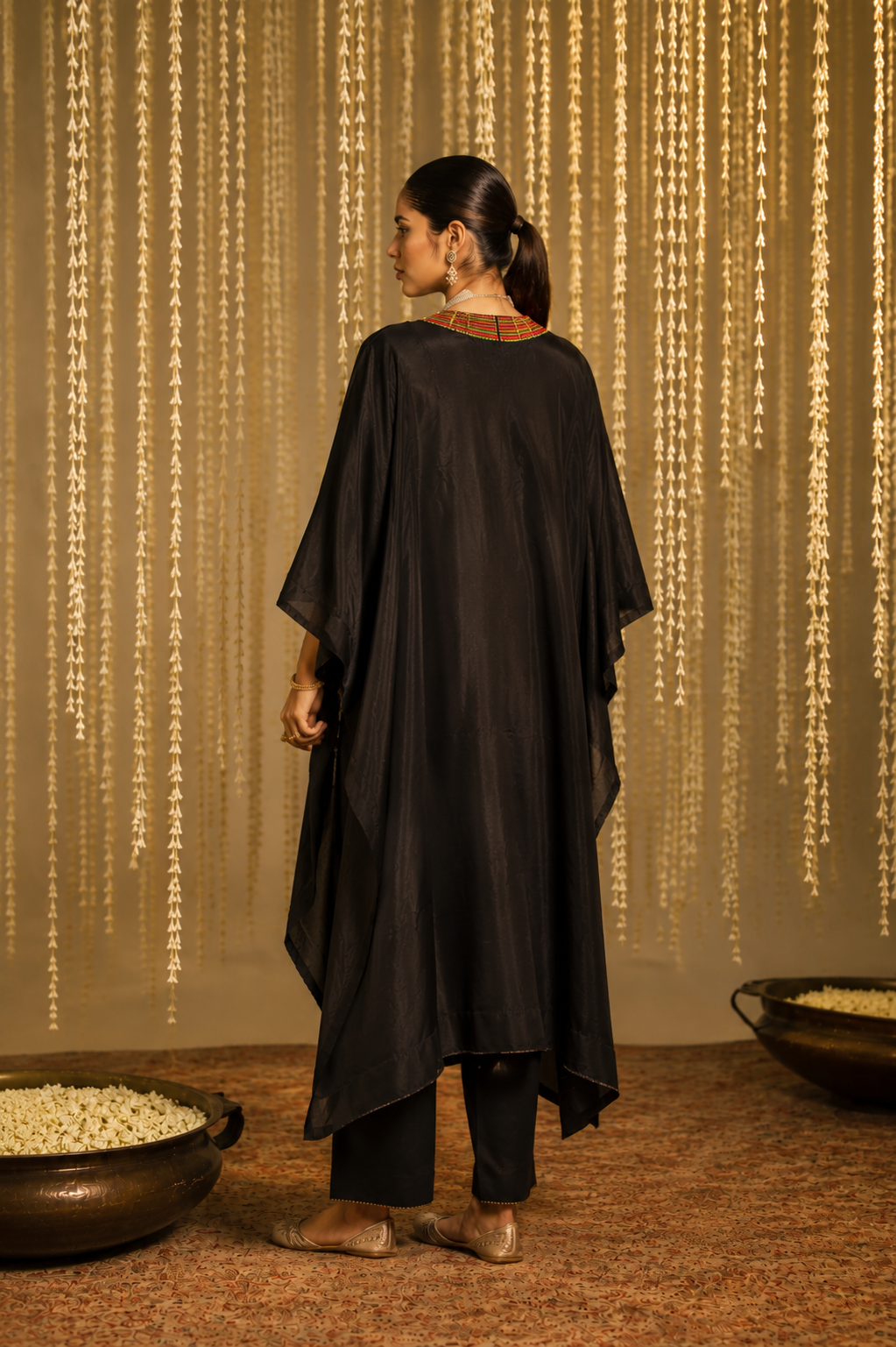 Noir Embellished Kaftan Set