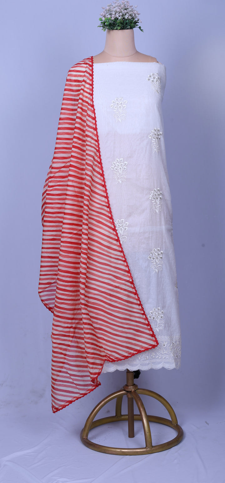 Ivory Floral Mul Chanderi Suit Set