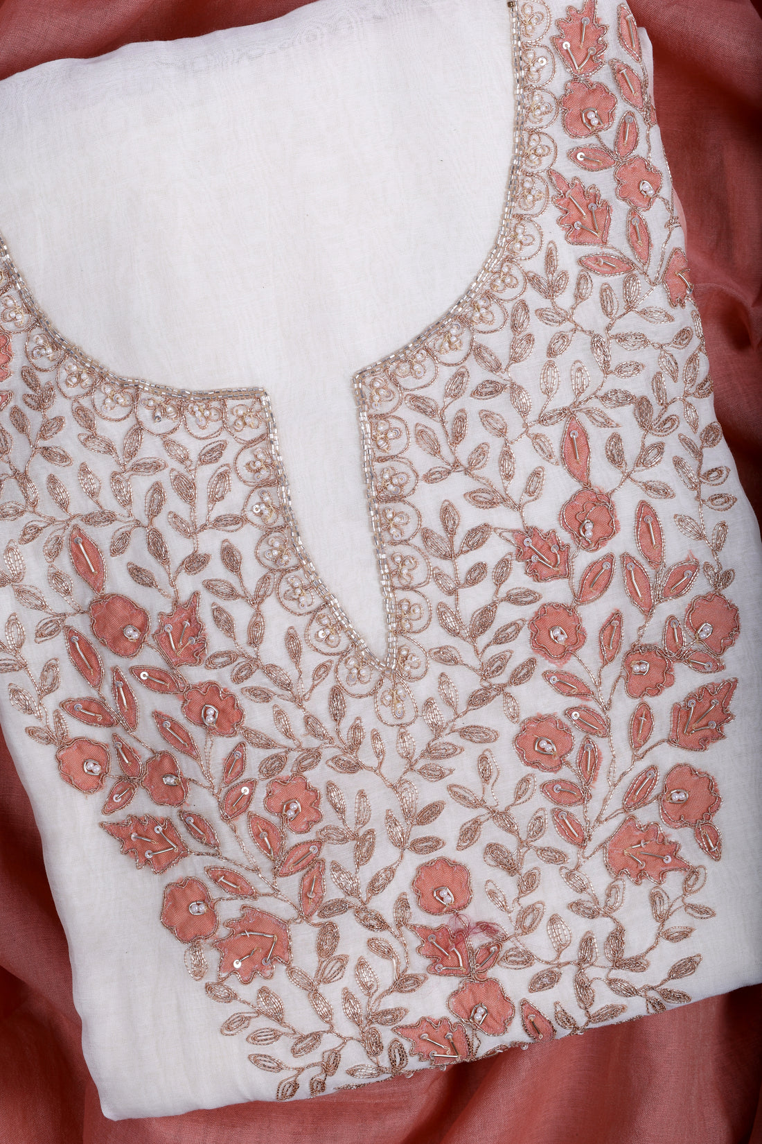Peach Ombre Zardozi Suit Set