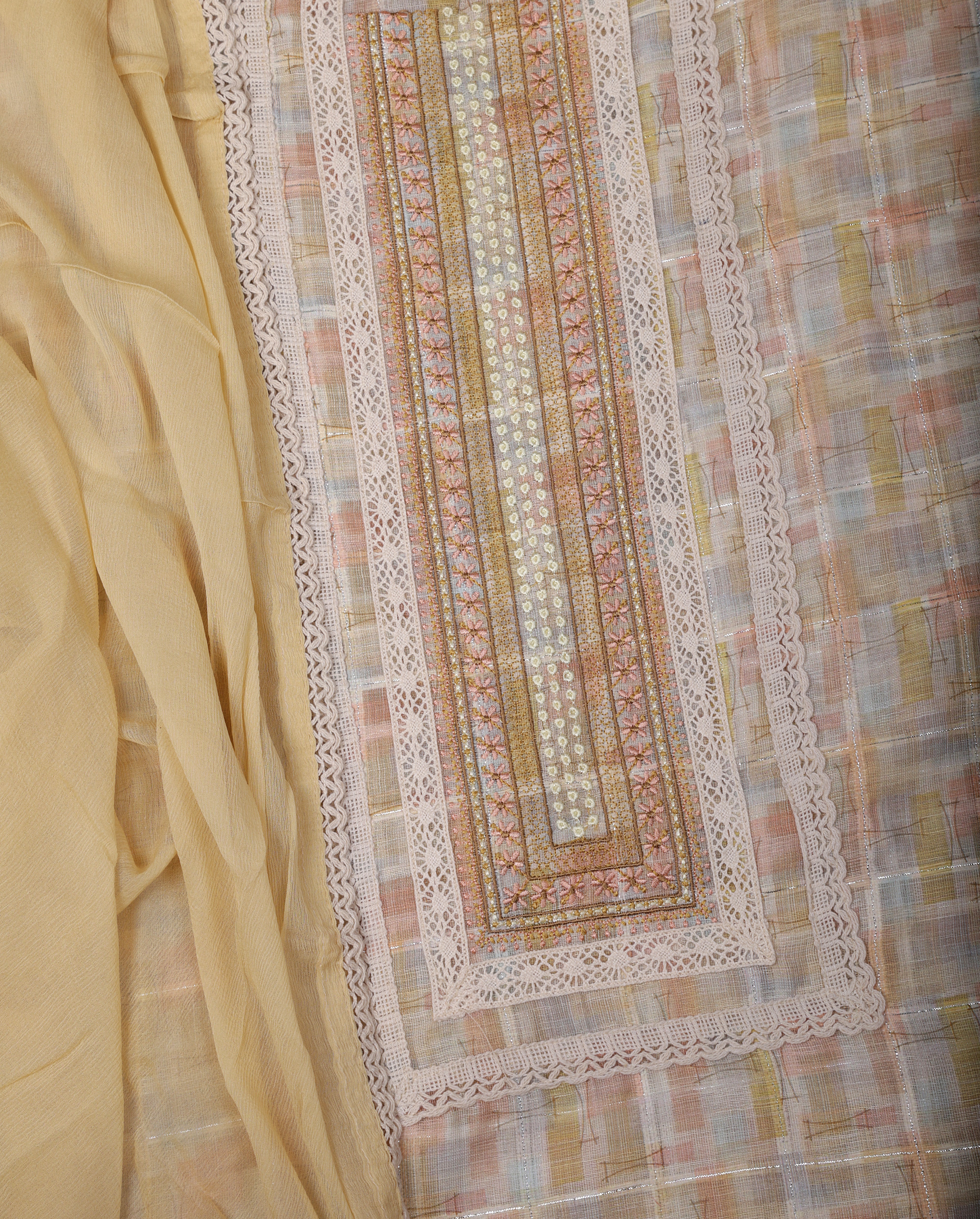 Pastel Check Linen Suit Set