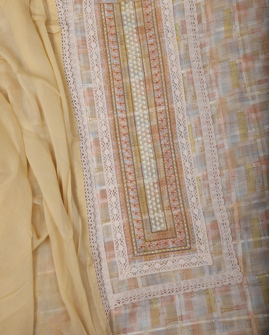 Pastel Check Linen Suit Set