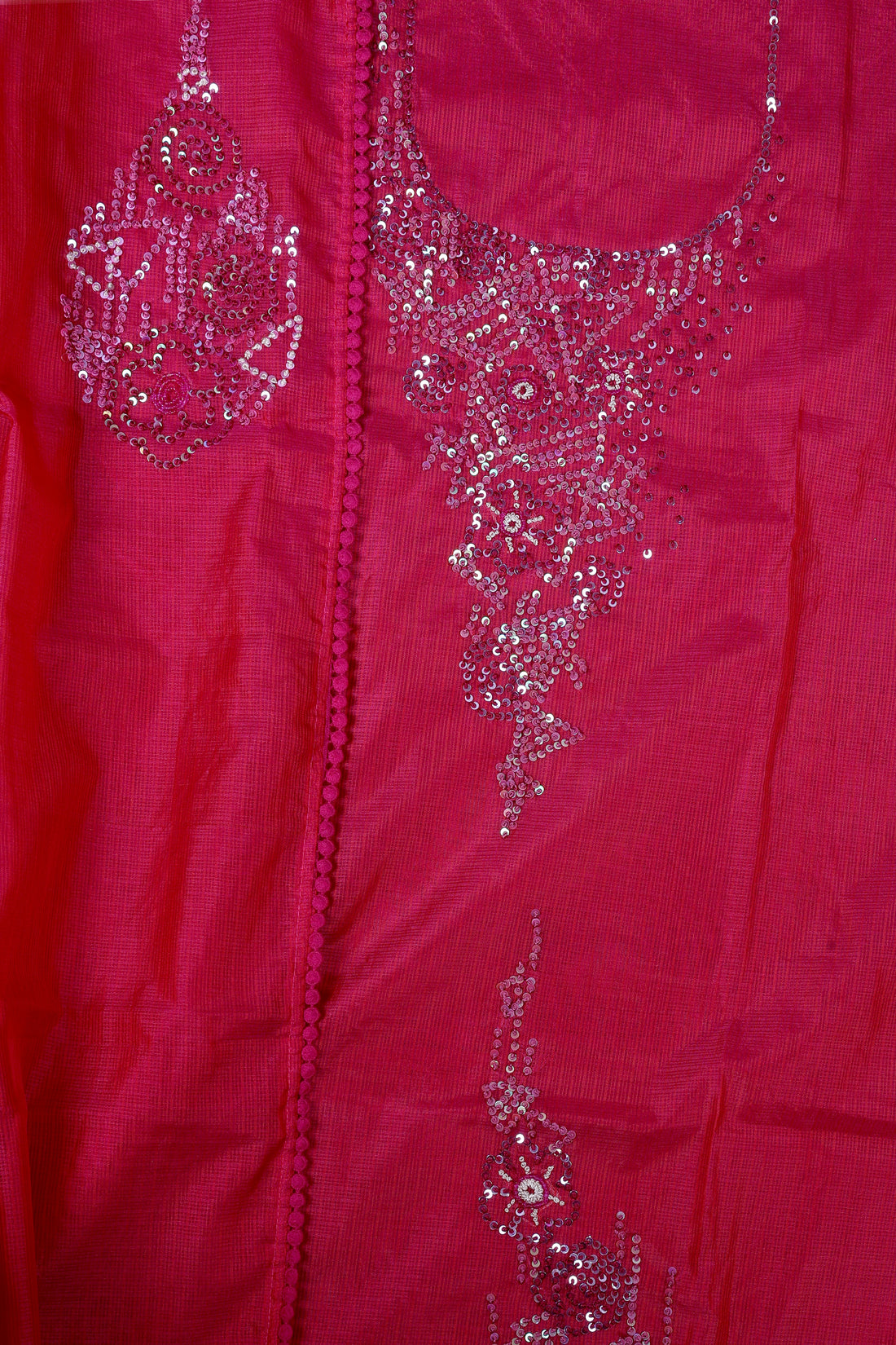 Ruby Pink Kota Silk Suit Set with Sequence & Pearl Work