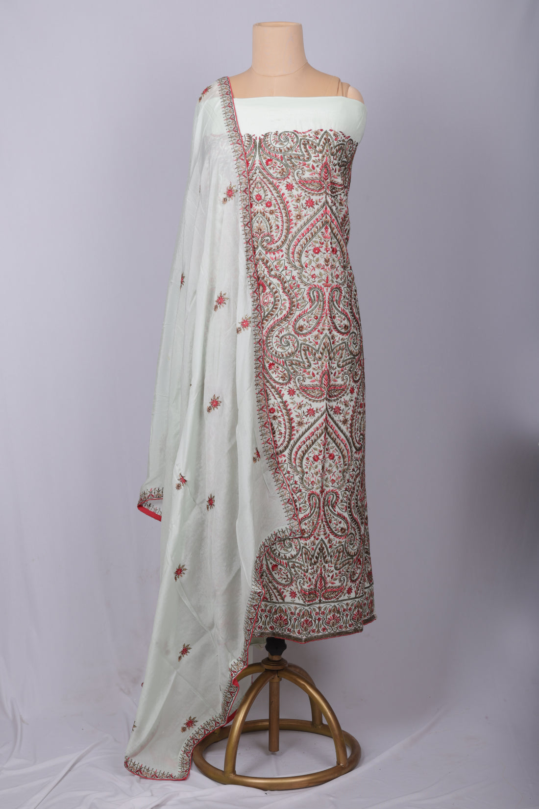 Kashmiri Hand Embroidered Pure Crepe Suit Set