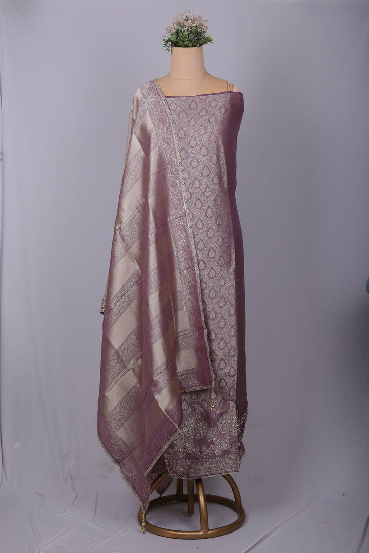 Lavender Brocade Silk Suit Set