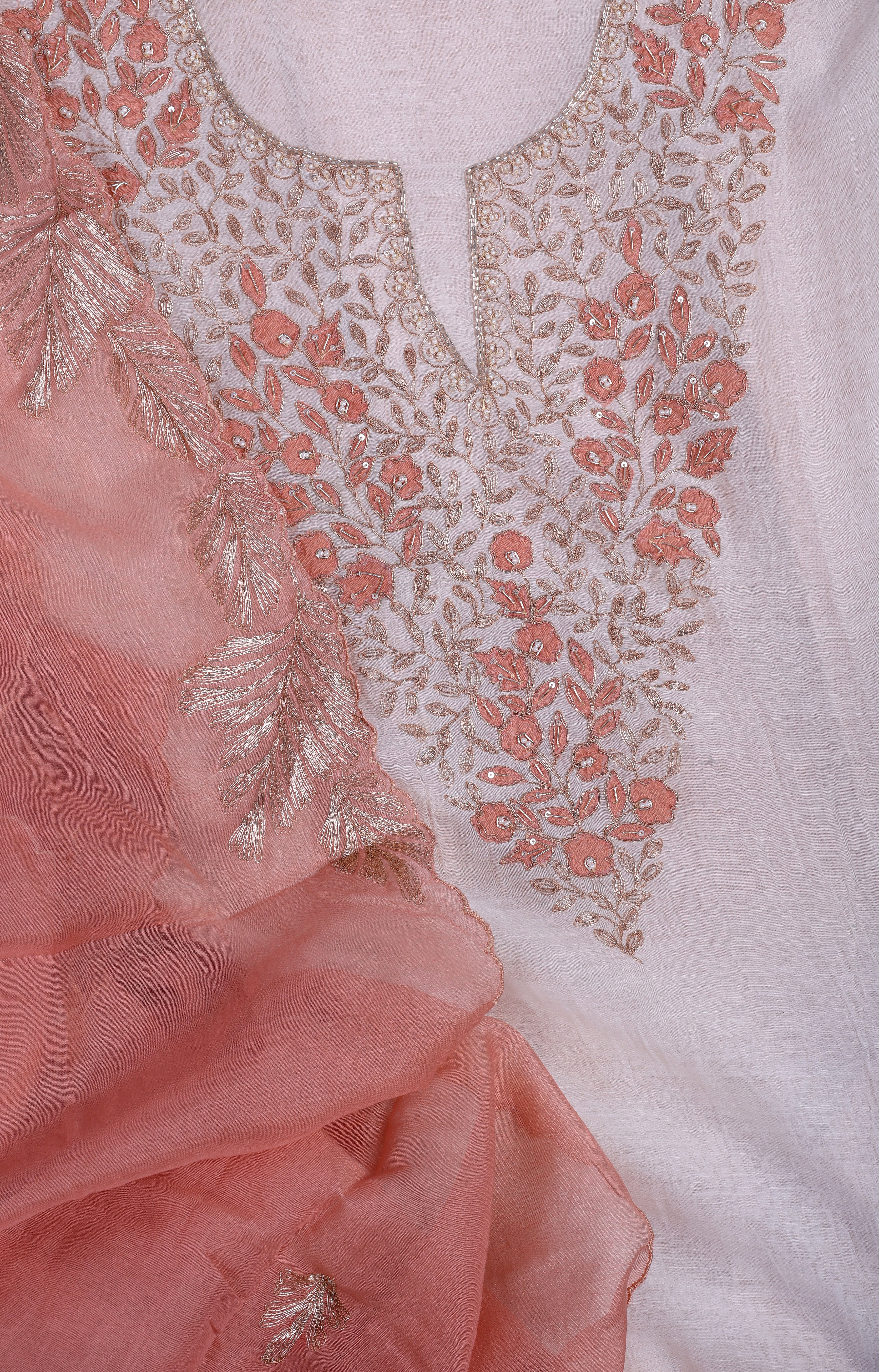 Peach Ombre Zardozi Suit Set