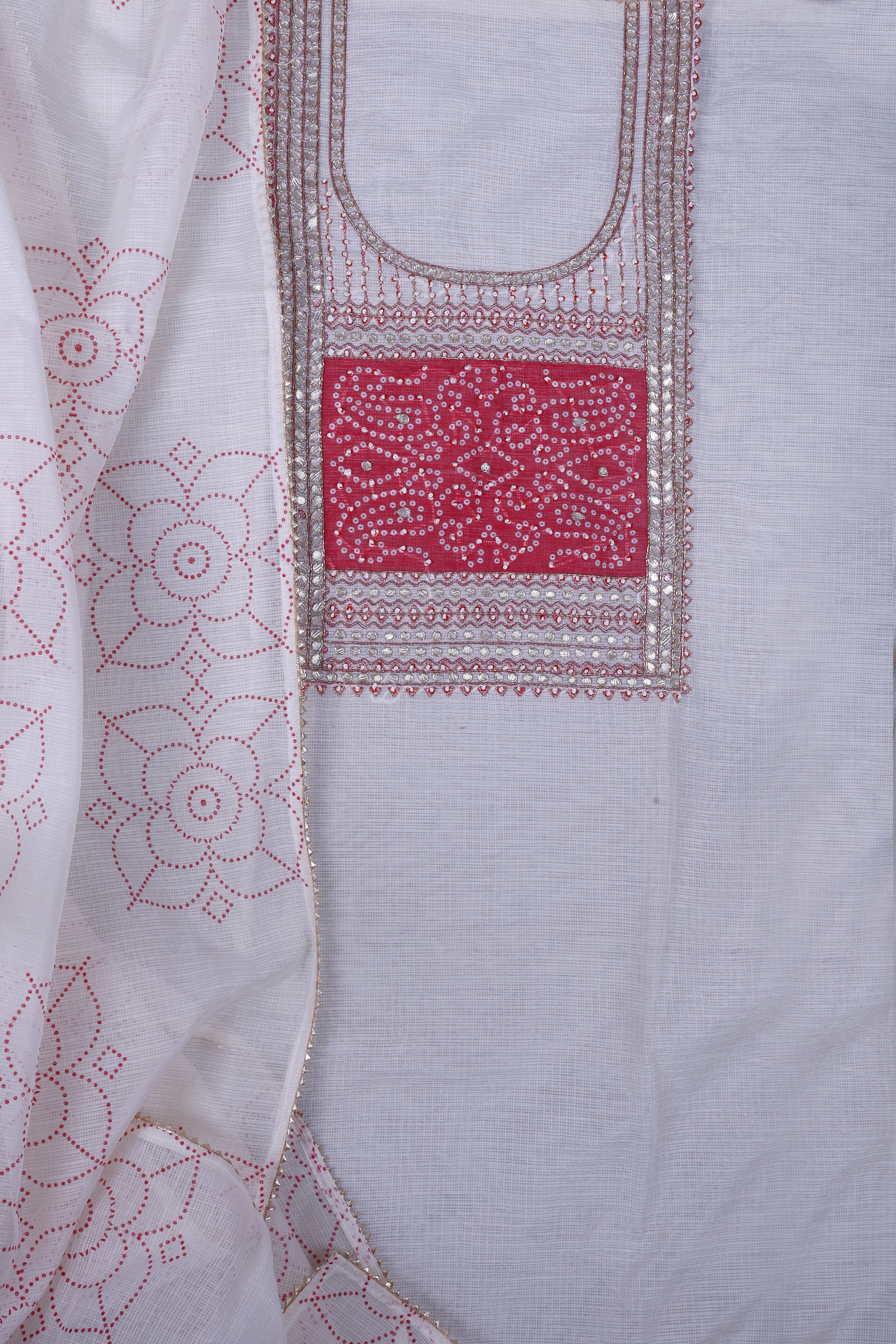Ivory Kota Silk Suit Set with Gotta Work & Bandej Detailing