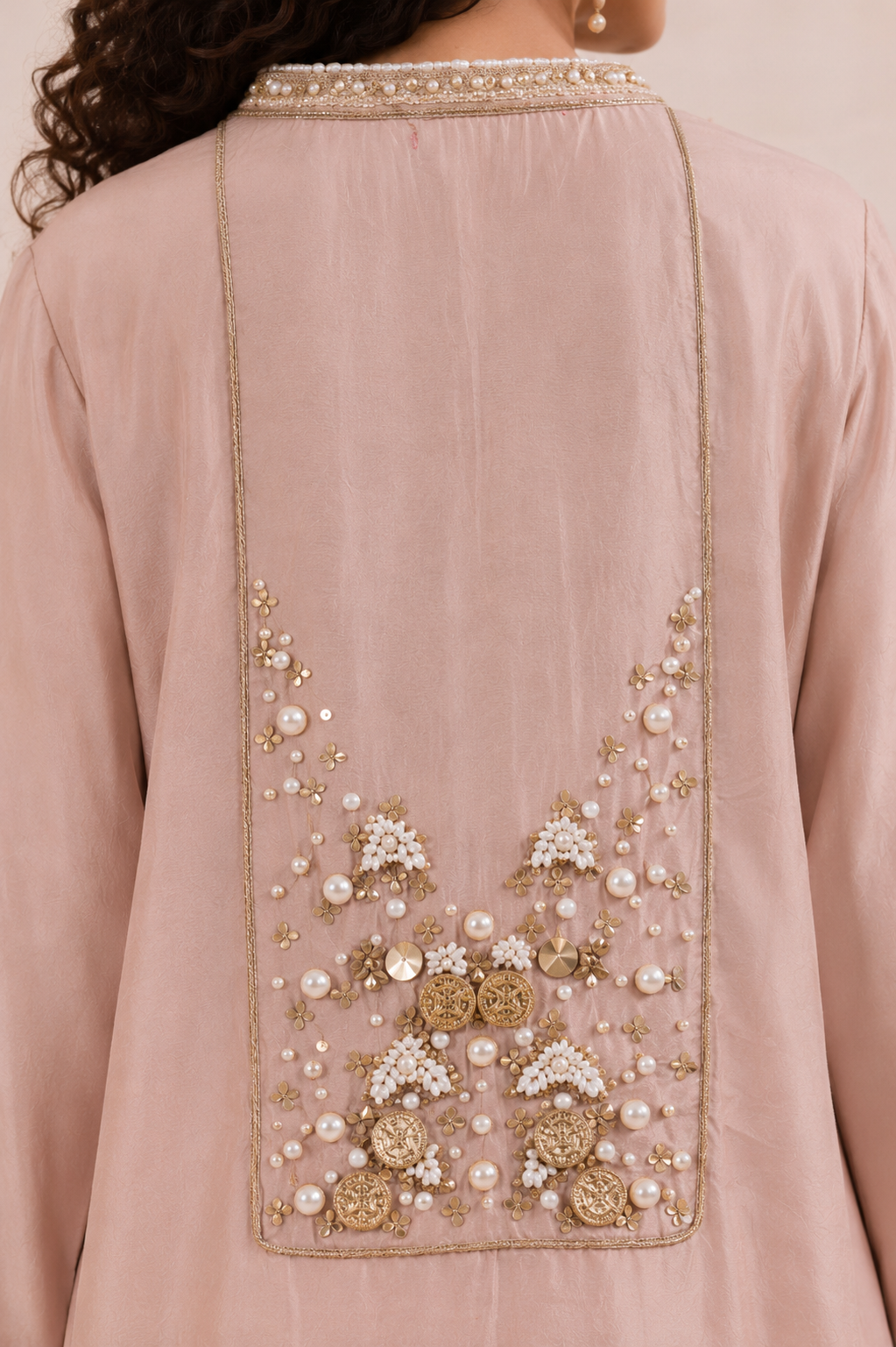 Champagne Glow Embellished Crepe Co-Ord Set