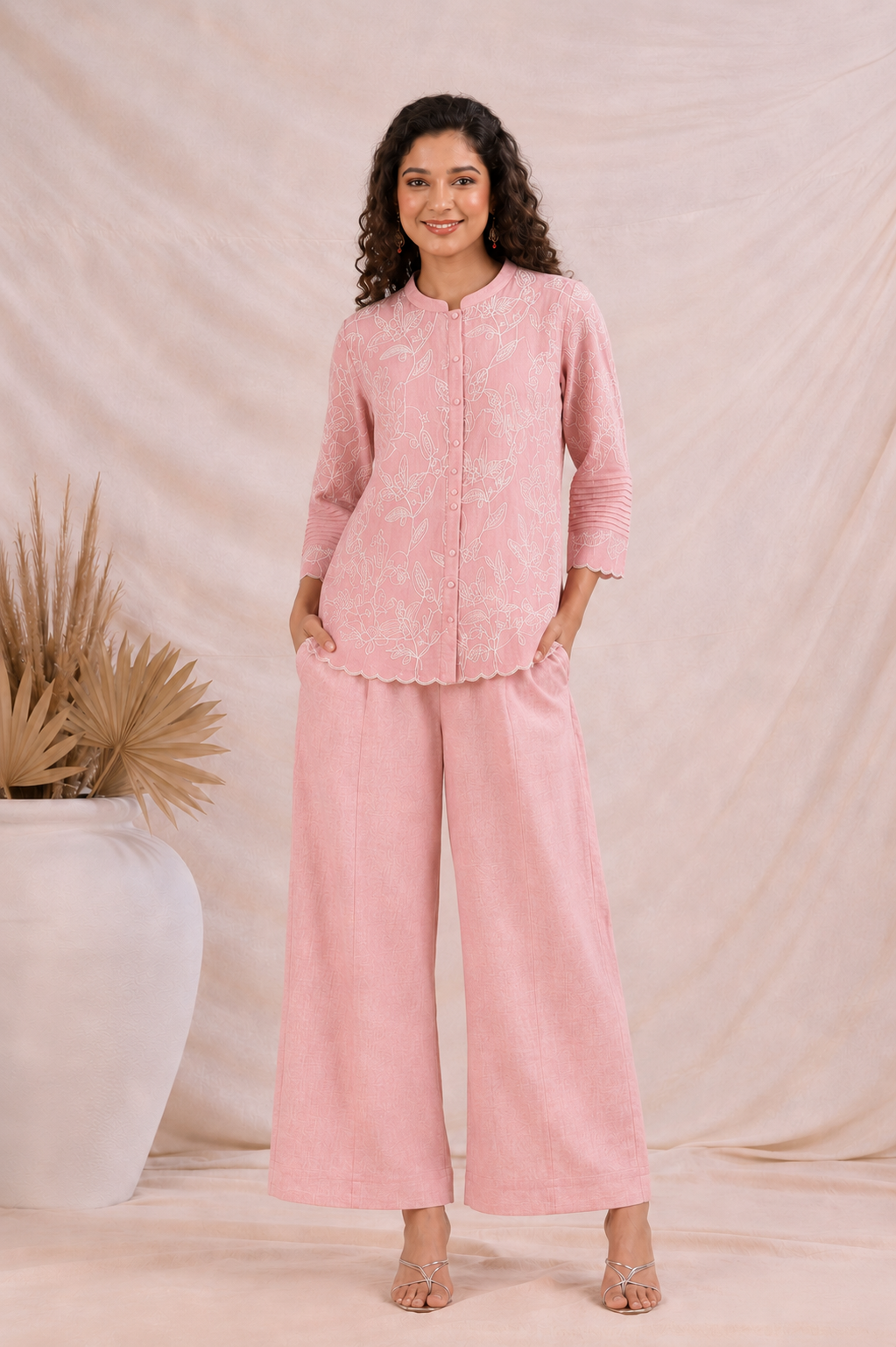 Blush Whisper Linen Co-Ord Set