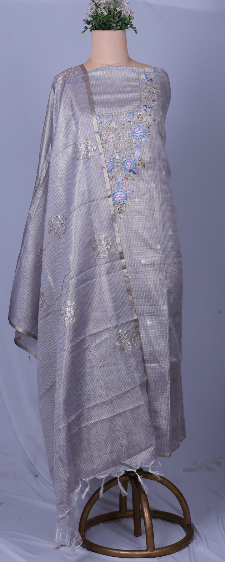 Silver Mist Zardozi Suit Set