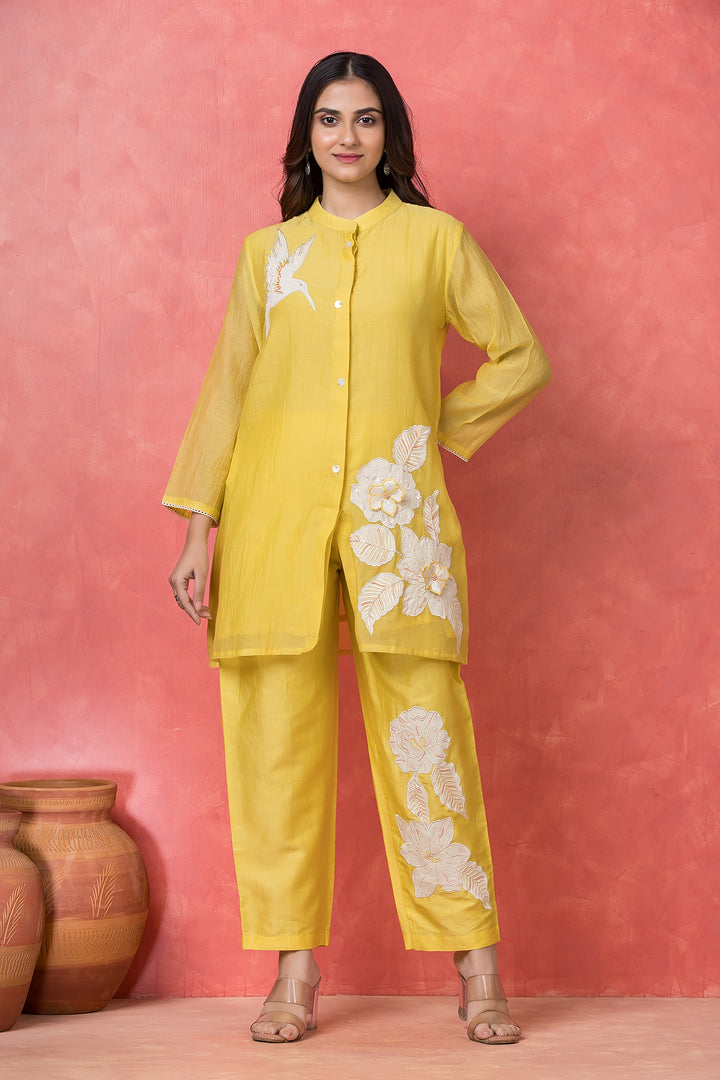 Sunshine Yellow Mul Chanderi Co-ord Set