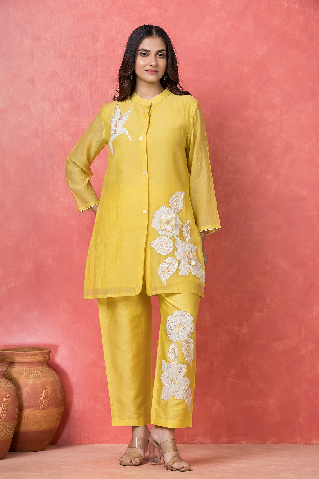 Sunshine Yellow Mul Chanderi Co-ord Set