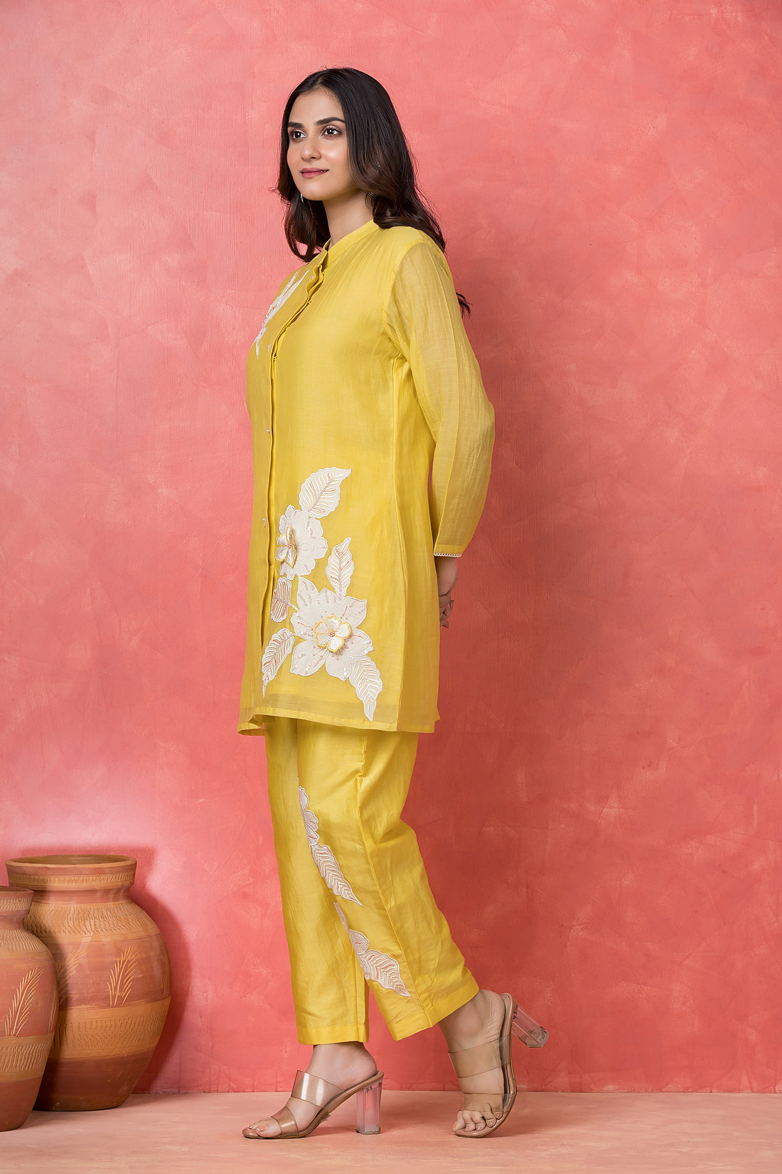 Sunshine Yellow Mul Chanderi Co-ord Set