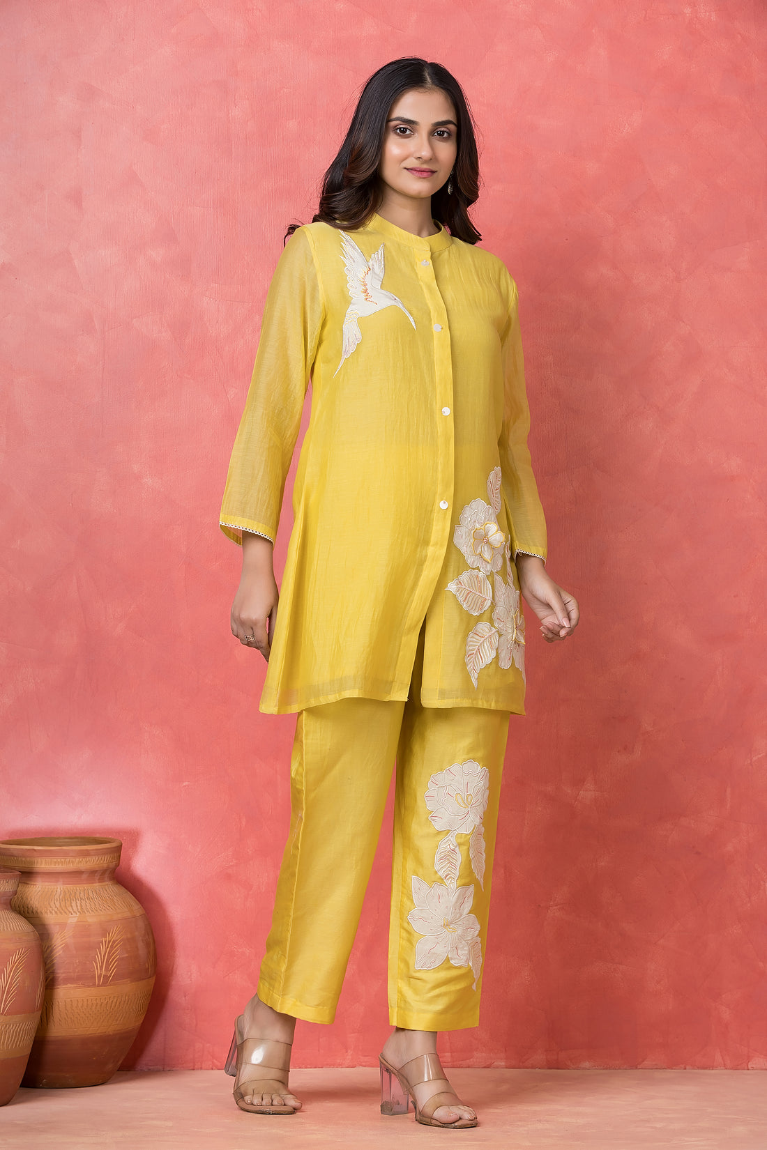 Sunshine Yellow Mul Chanderi Co-ord Set
