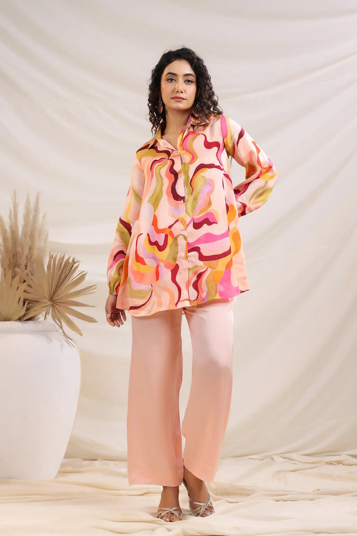 Peach Pink Linen Co-ord Set