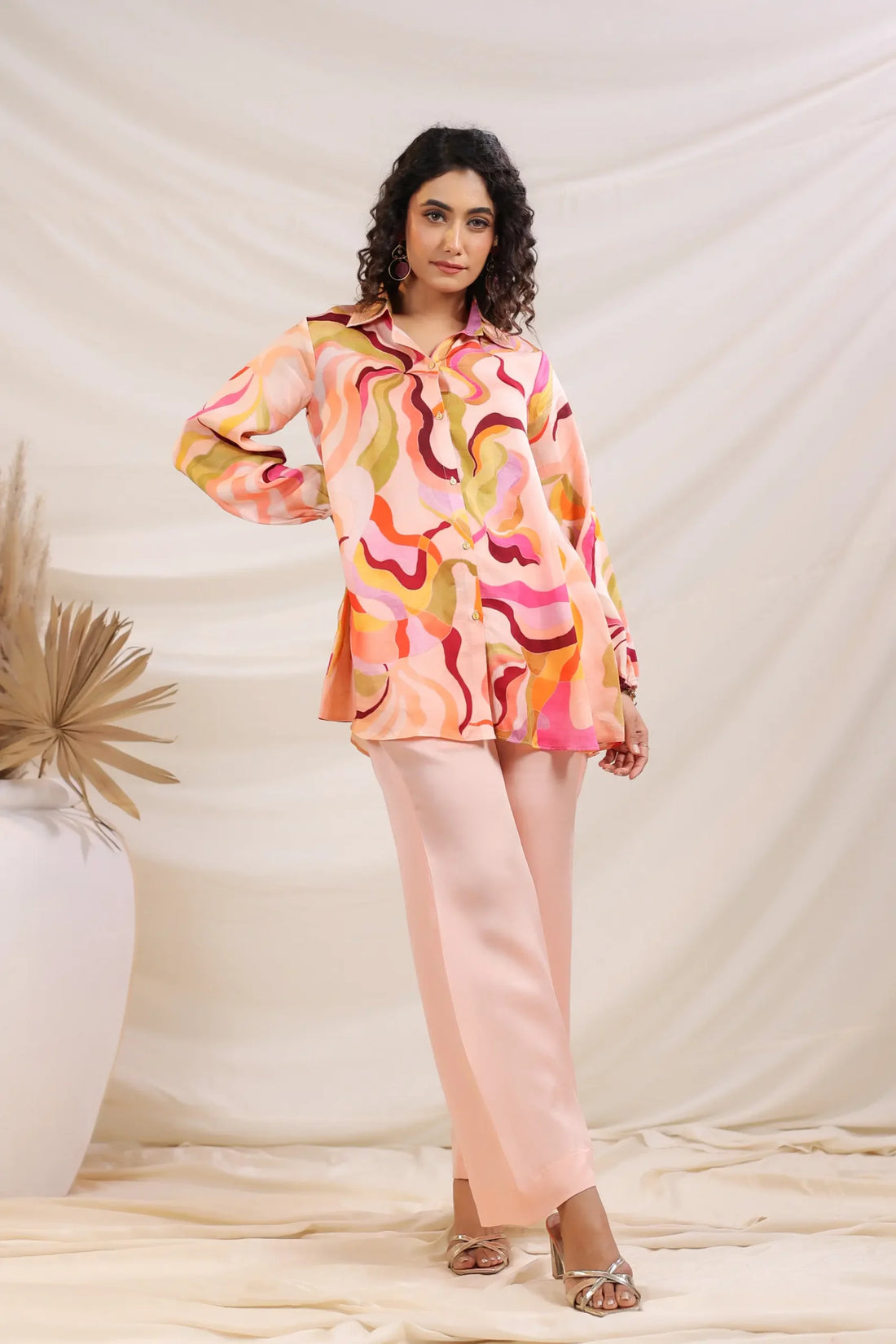 Peach Pink Linen Co-ord Set