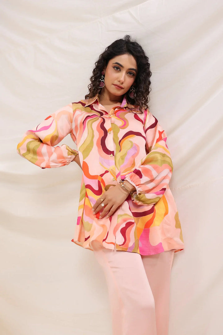 Peach Pink Linen Co-ord Set