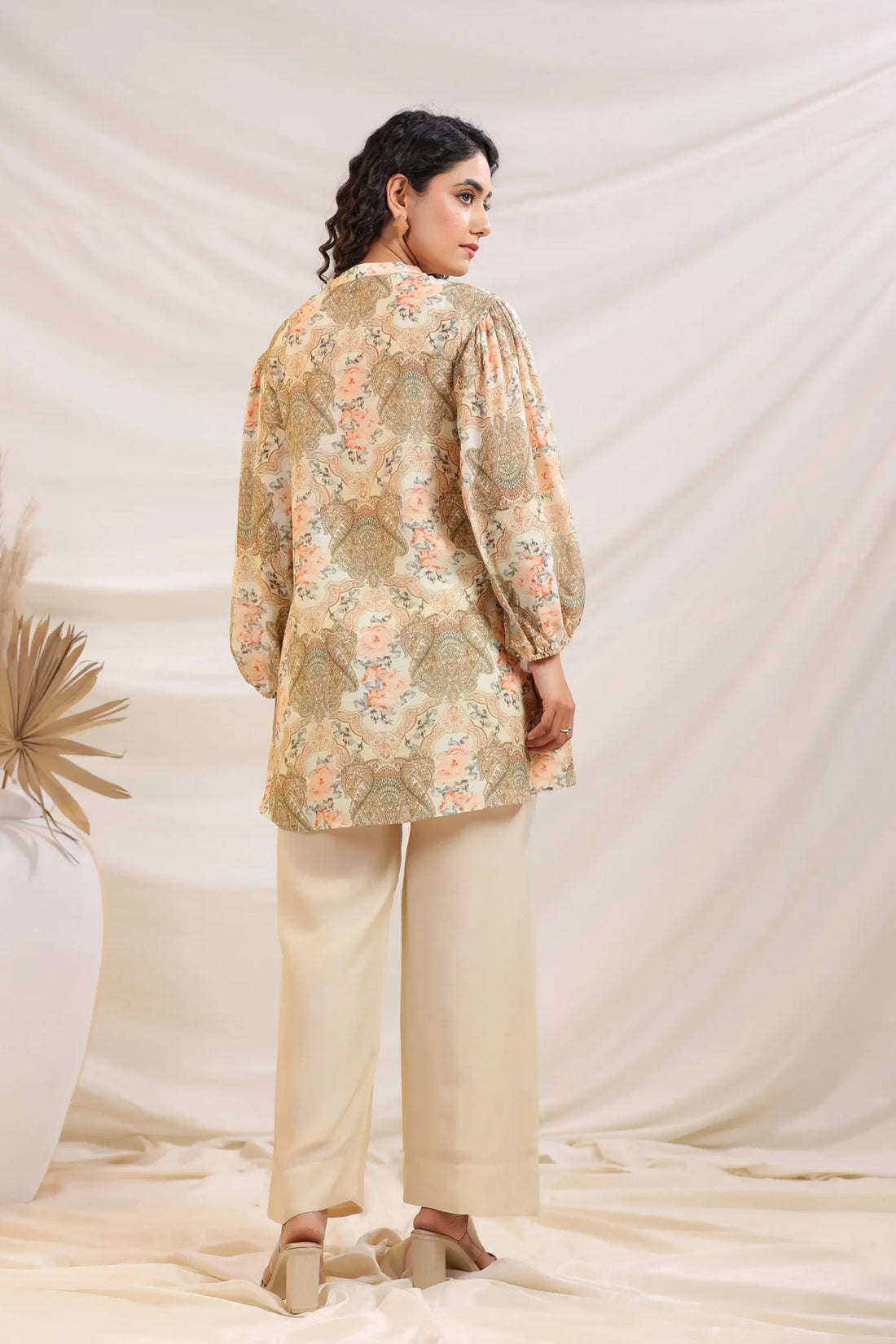 Beige Multi Linen Co-ord Set