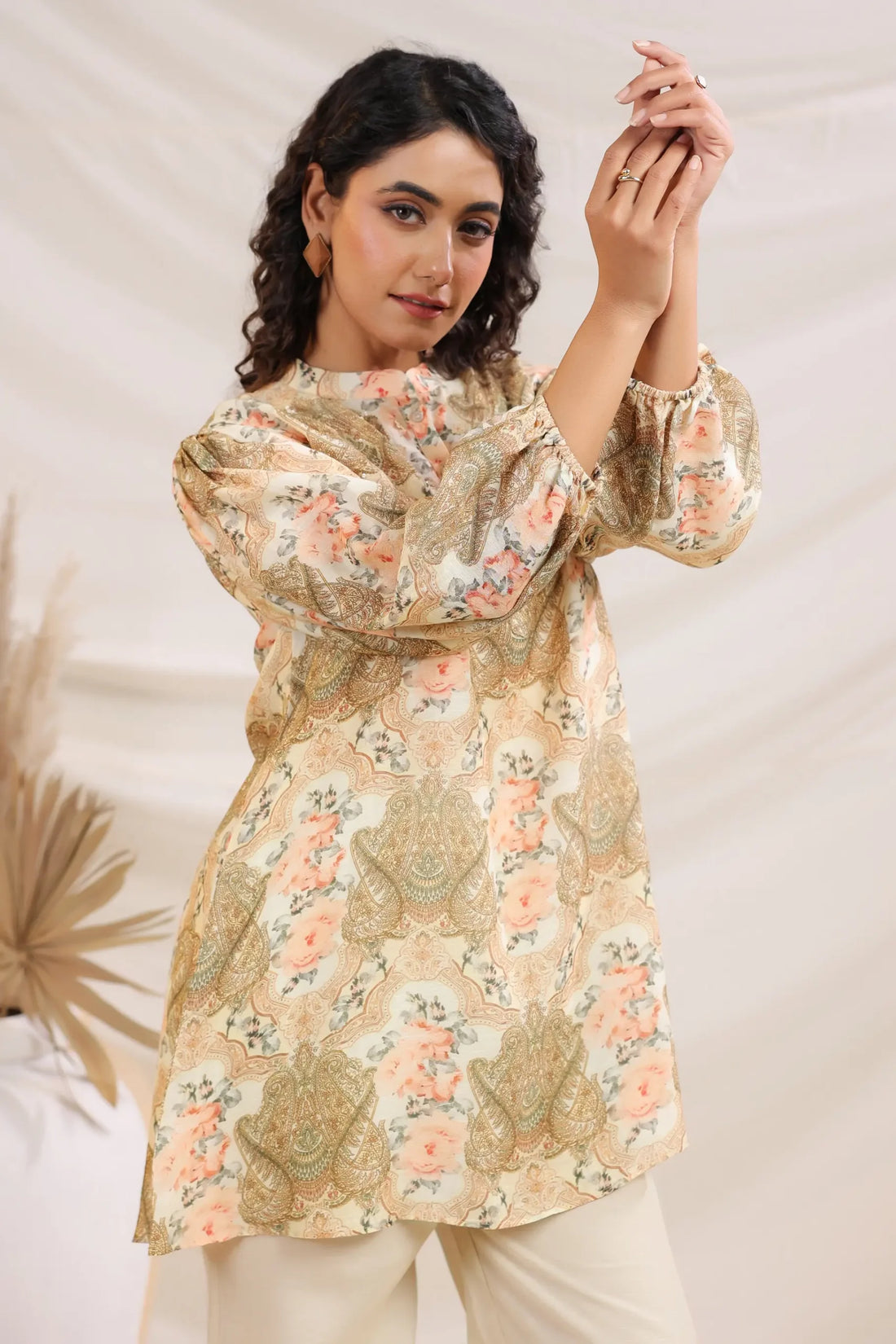 Beige Multi Linen Co-ord Set